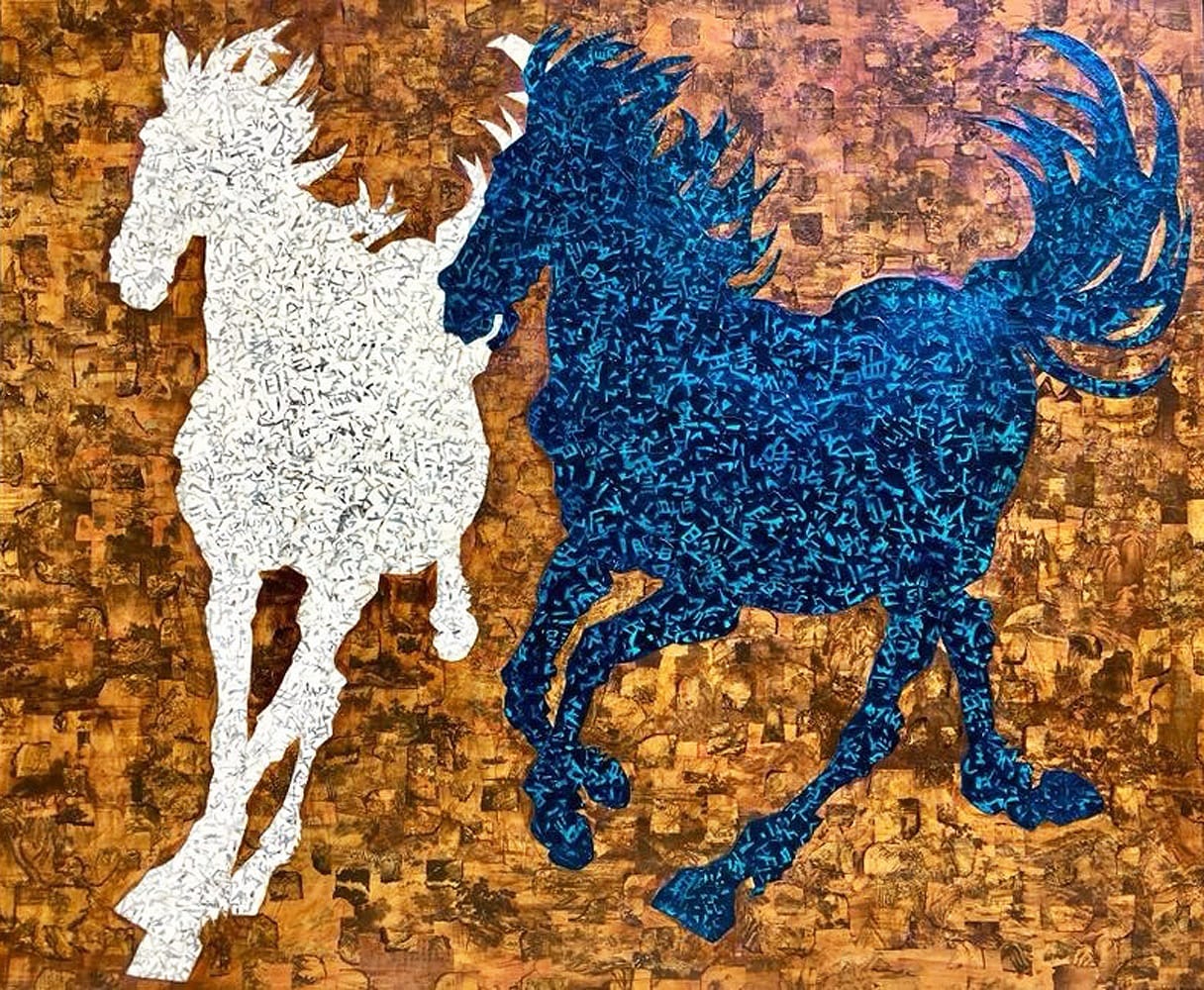 Xue Song 薛 松, Two Horses《雙馬》, 2018