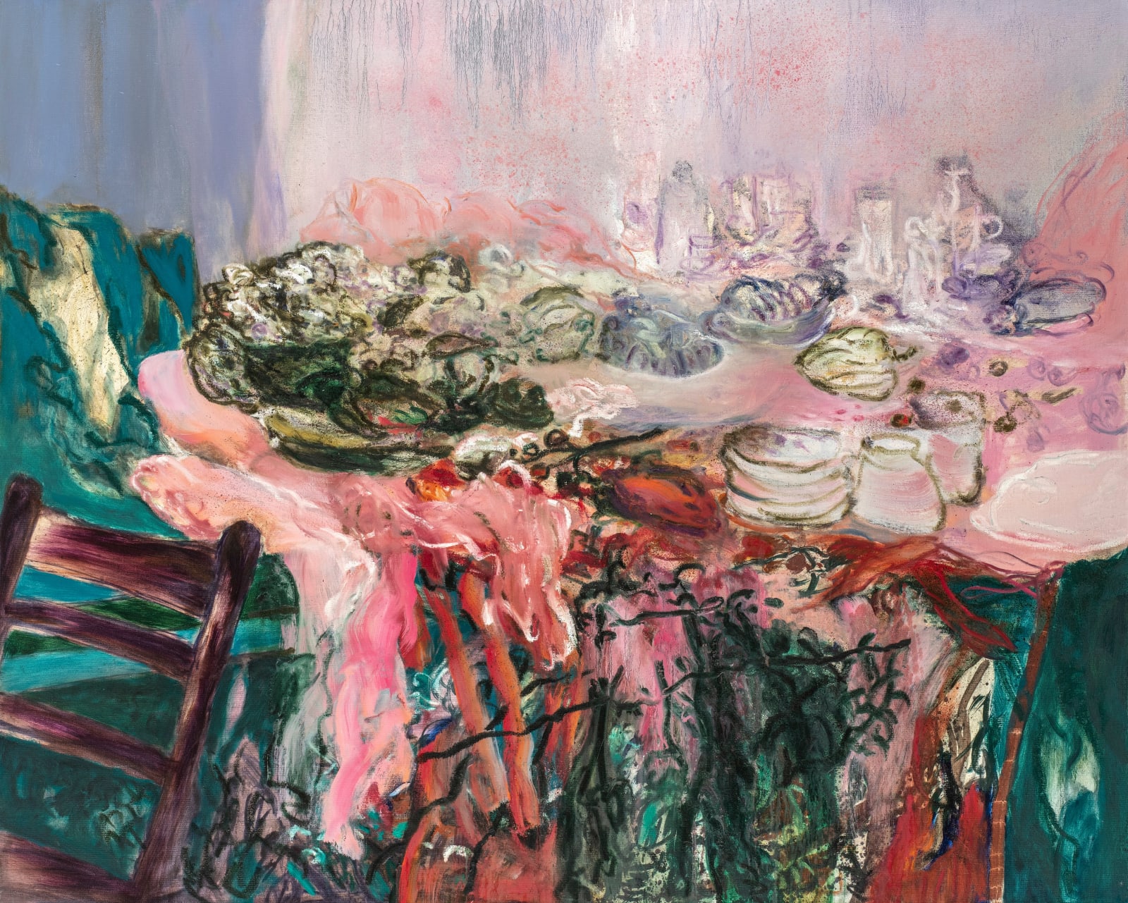 Ziad Dalloul 齊亞德・達盧勒, Tablescape – Pink Tablecloth《檯面景緻 - 粉紅色的檯布》, 2020