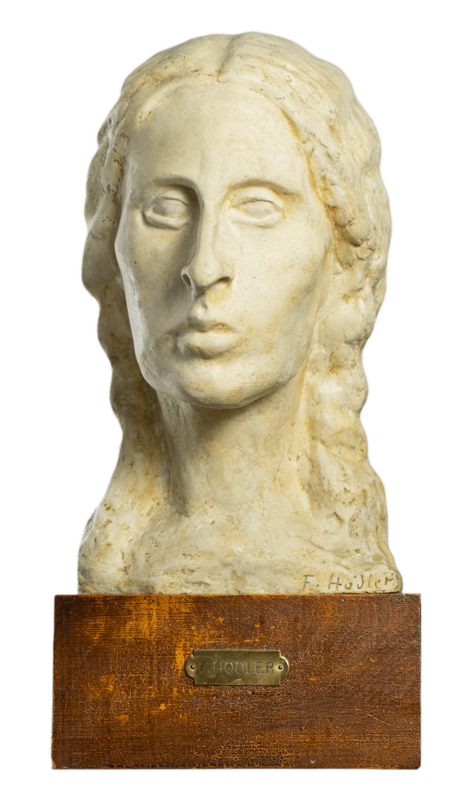 Very rare plaster by Ferdinand Hodler, depicting his beloved muse Valentine Godé-Darel. The only signed sculpture by Ferdinand Hodler, realized in Geneva c. 1914.