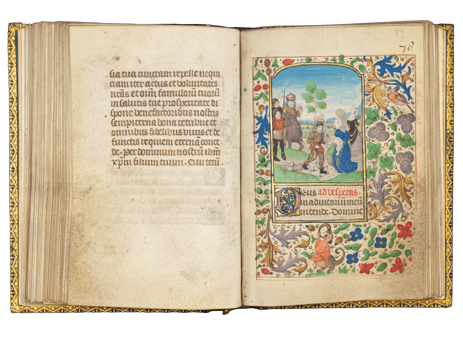 A Book of Hours (use of Rome) produced in Bruges c. 1460 and illuminated by the Mildmay Master. The image shows the illuminated manuscript open on the page of the Massacer of the Innocents miniature painting.