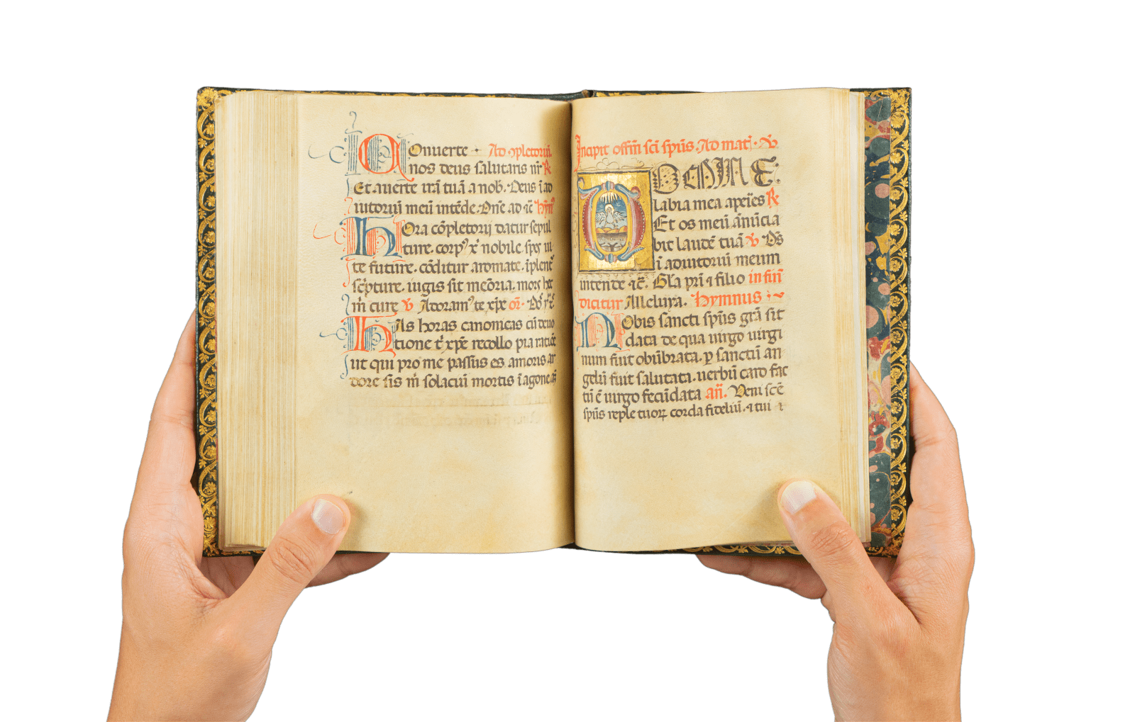Johannes Francigena (French scribe active in Italy, Rome?, late 15th century), Very rare Book of Hours (use of Rome, Franciscan use), signed and dated by the scribe, March 5, 1494, with eight shinning illuminations, March 5, 1494