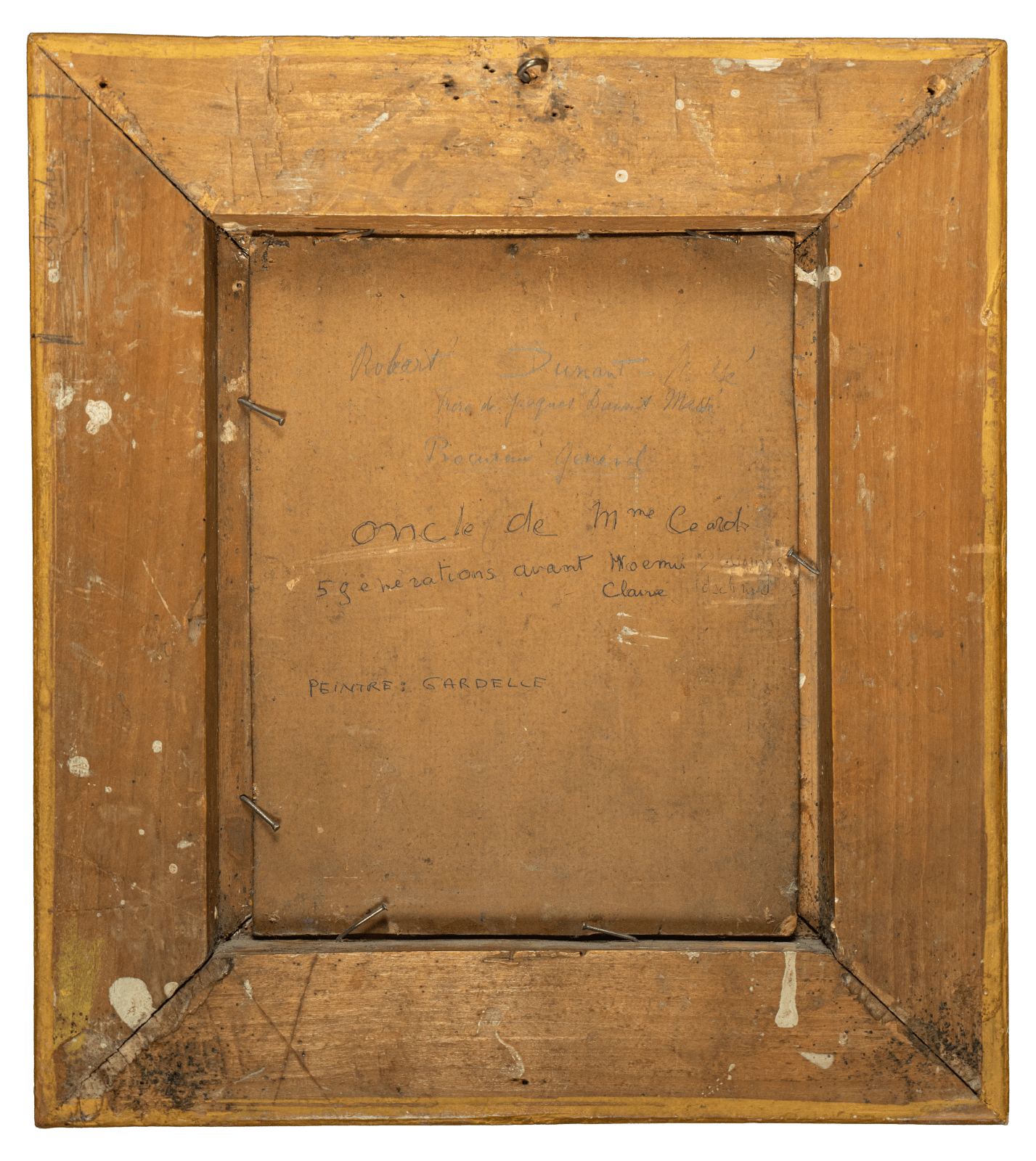 Portrait of a man with curly hair in formal attire and yearing a black coat, set against a dark background, by Robert Gardelle.