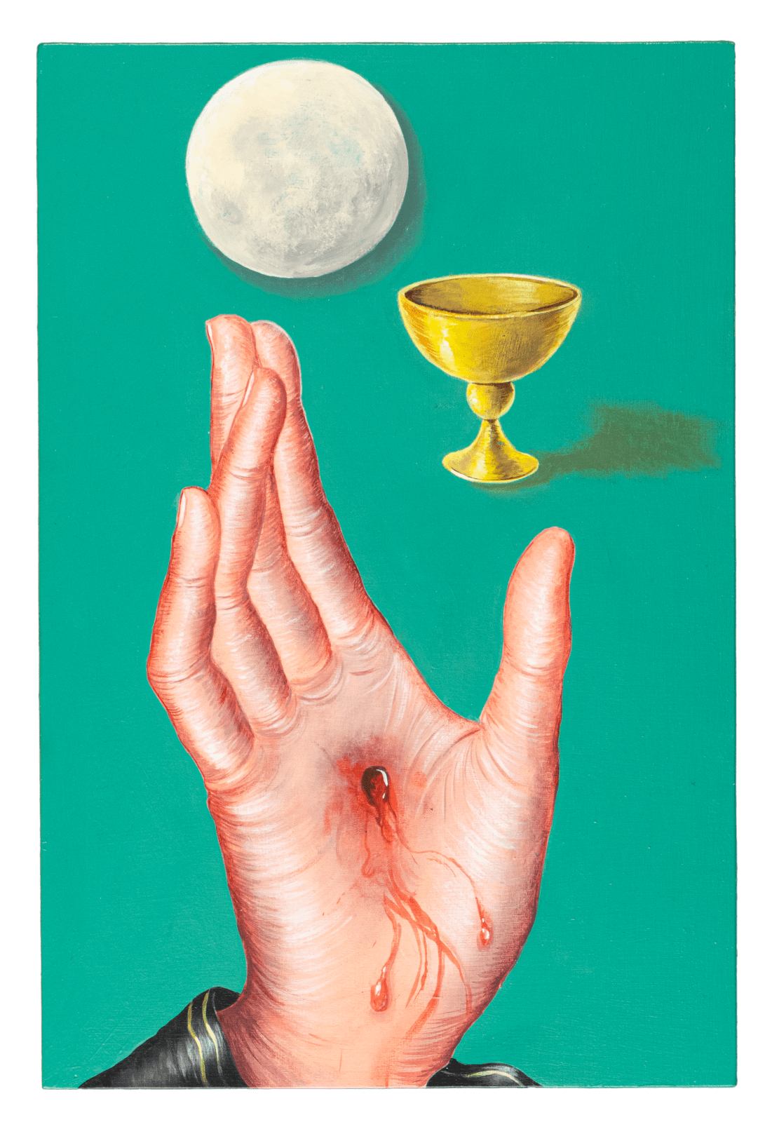 painting by German artist Harald Erath (works and lives in Zurich, Switzerland) depicting a hand with blood.