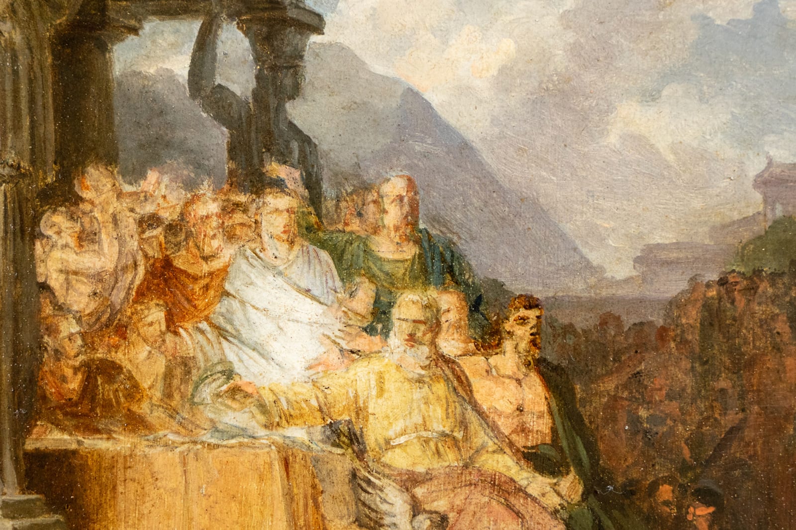 an old master painting by Swiss artist Jean-Pierre Saint-Ours depicting the Greec scene of the Olympic games