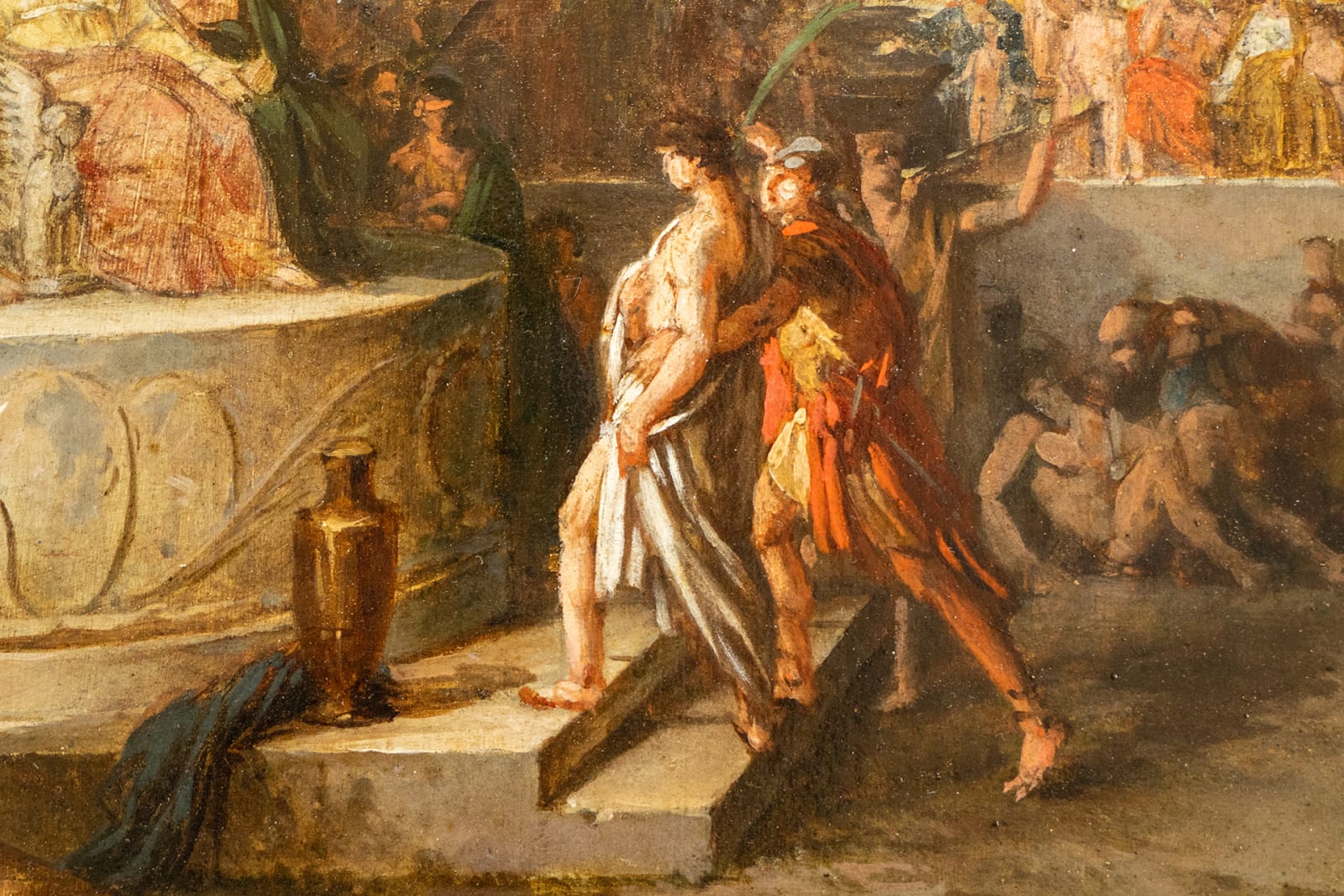 an old master painting by Swiss artist Jean-Pierre Saint-Ours depicting the Greec scene of the Olympic games