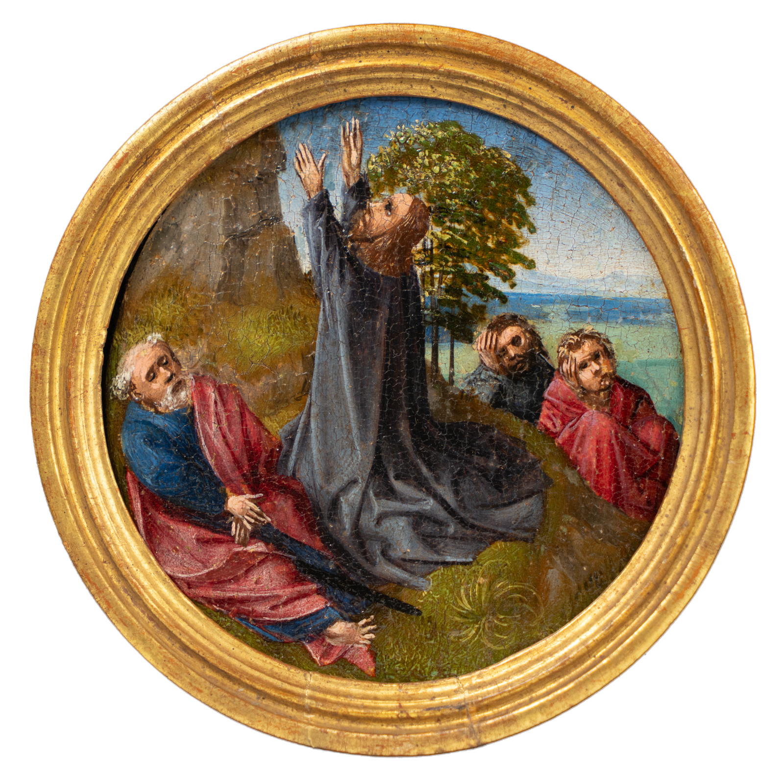 Christ in Gethsemane: a medallion from a lost painting of Our Lady of the Rosary, executed in Brussels c. 1500 by the Master of the Orsoy Altarpiece, important artist from the workshop of Colijn de Coter