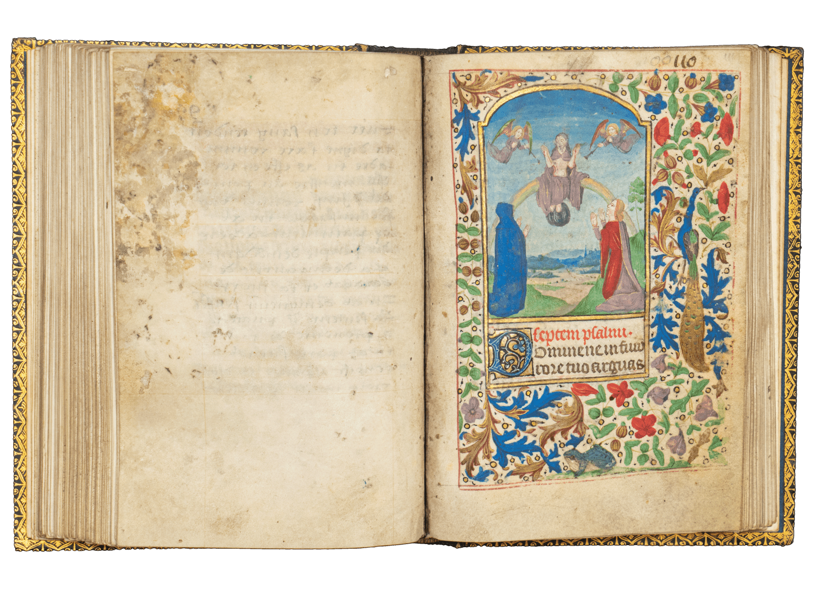 A Book of Hours (use of Rome) produced in Bruges c. 1460 and illuminated by the Mildmay Master. The image shows the illuminated manuscript open on the page of the Last Judgment miniature painting.