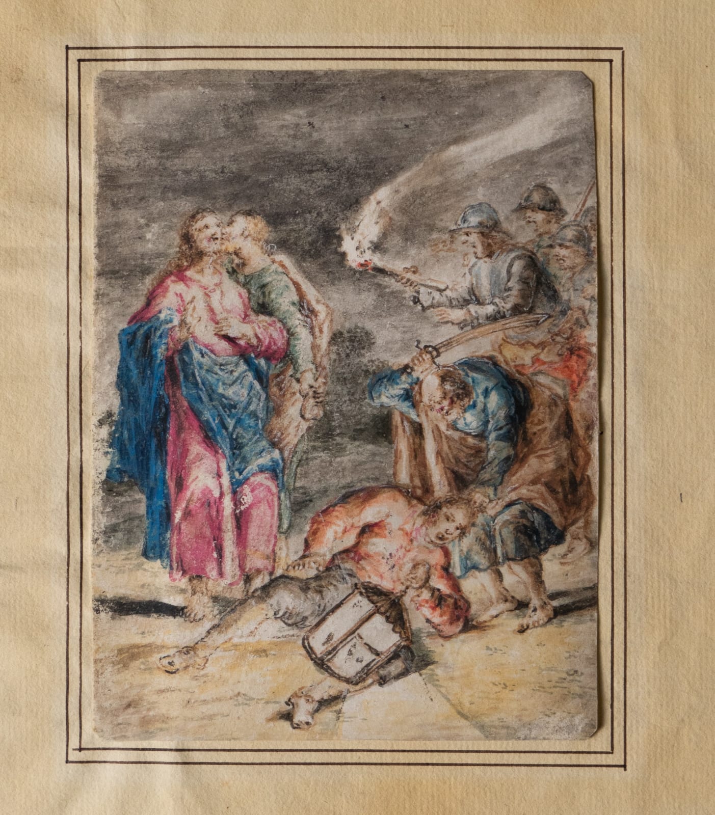 a watercolor by Leonaert Bramer depicting a religious scene