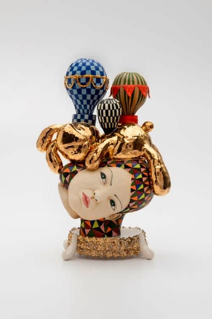 Weightless / 2025 8.5x5x13h Porcelain, Glaze, Gold, Stone $5800