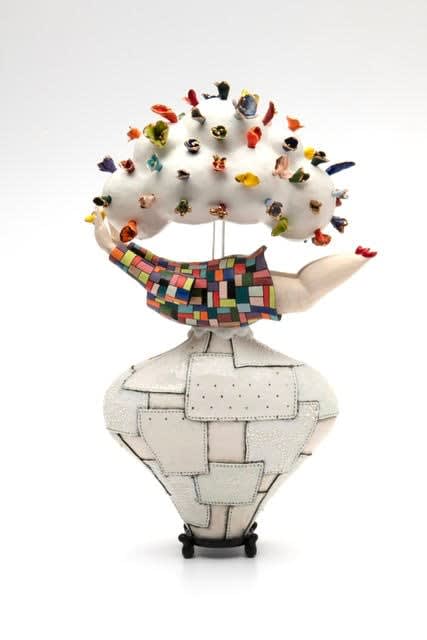 The Garden | 2025 9x6x16h Porcelain, Glaze, Gold, Acrylic $5400