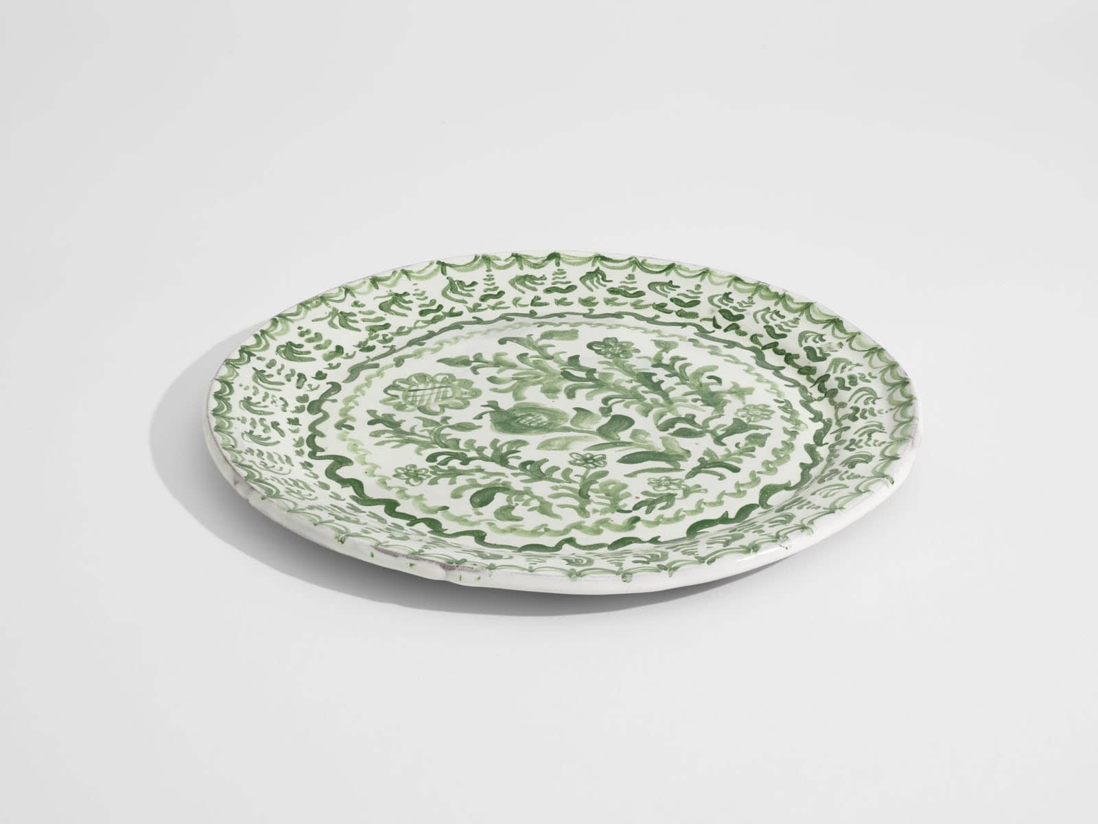 Raina Lee, The Court of the Lions Plate (blue) and Pomegranate and Flowers Plate (green), 2025