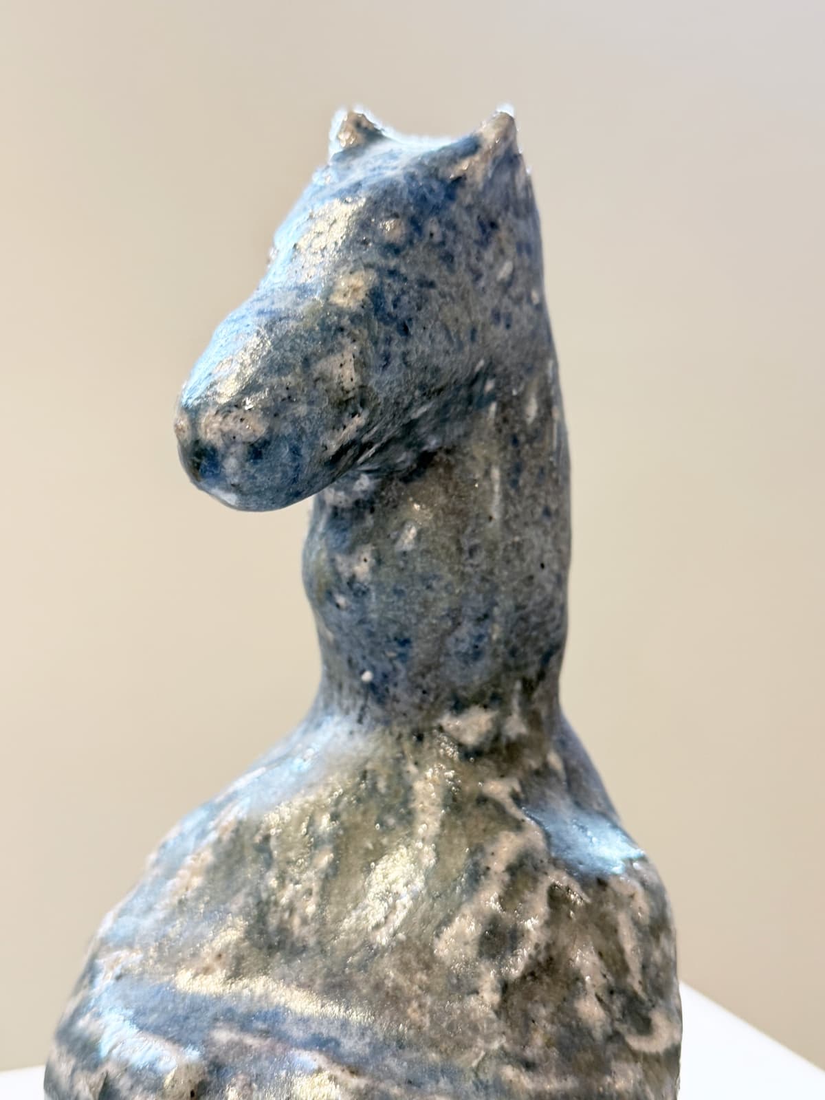 Raina Lee, Horse Scholar, wood fired stoneware, 9x4x4in