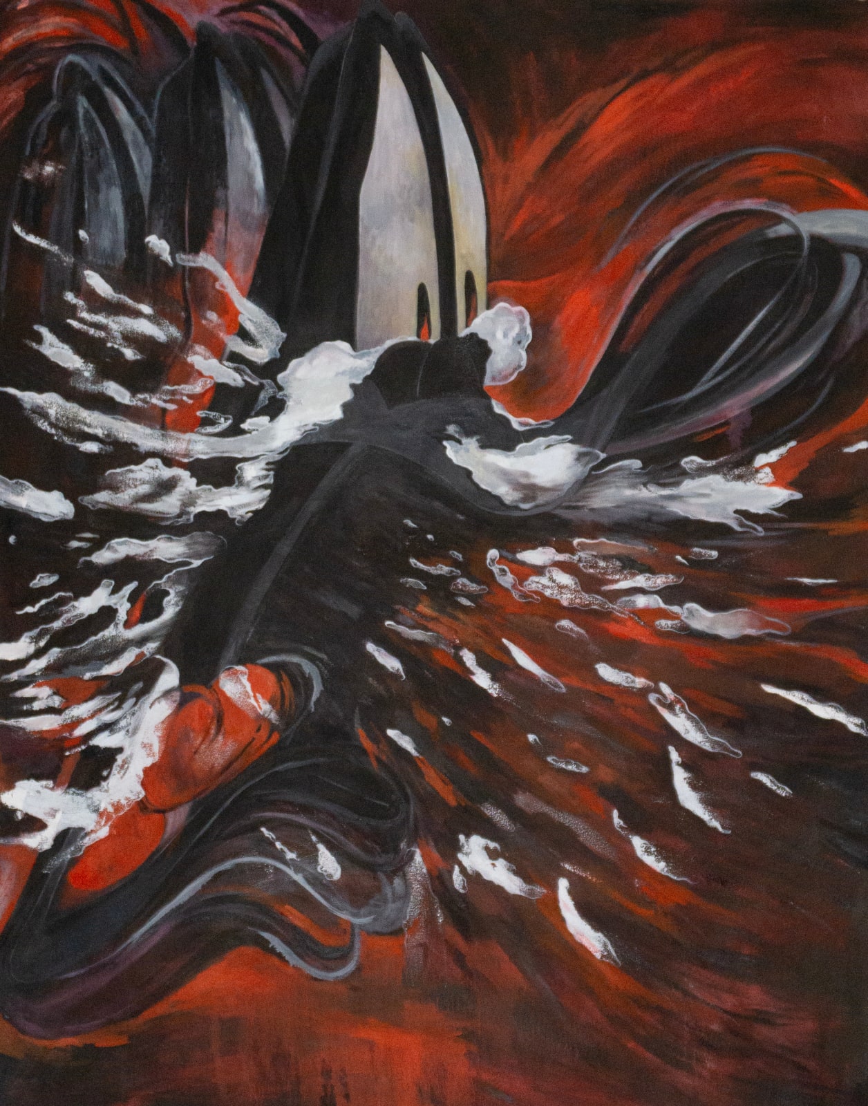 Tae Hwang, Porky's Dead, oil on canvas, 60 x 48 in