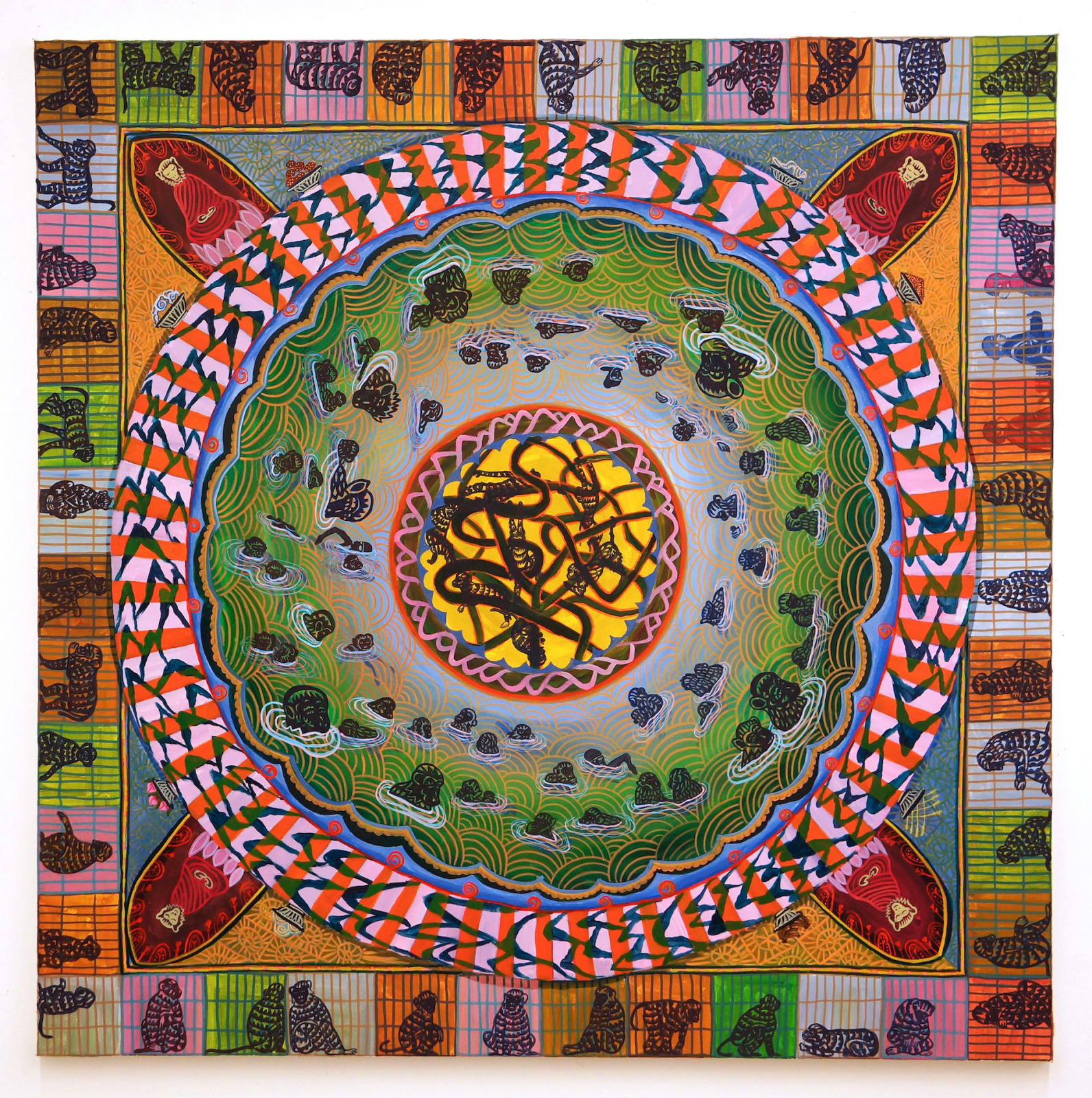 Maisie Luo, Morgan Monkeys, acrylic on canvas, 48 x 48 in