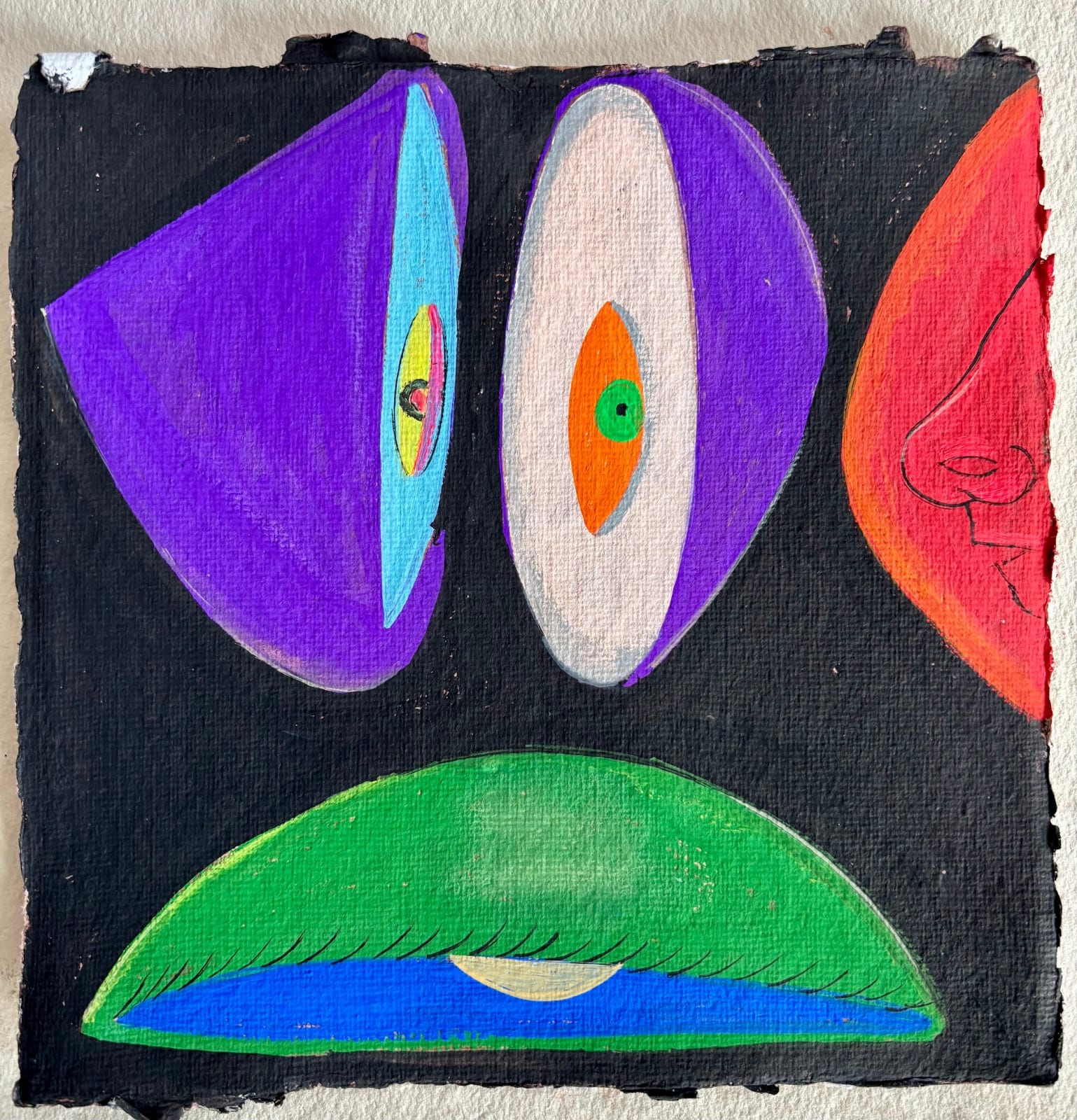 Nidhi Agarwal, Visceral Voices, Goauche on deckled edge handmade paper, 20x 20cm