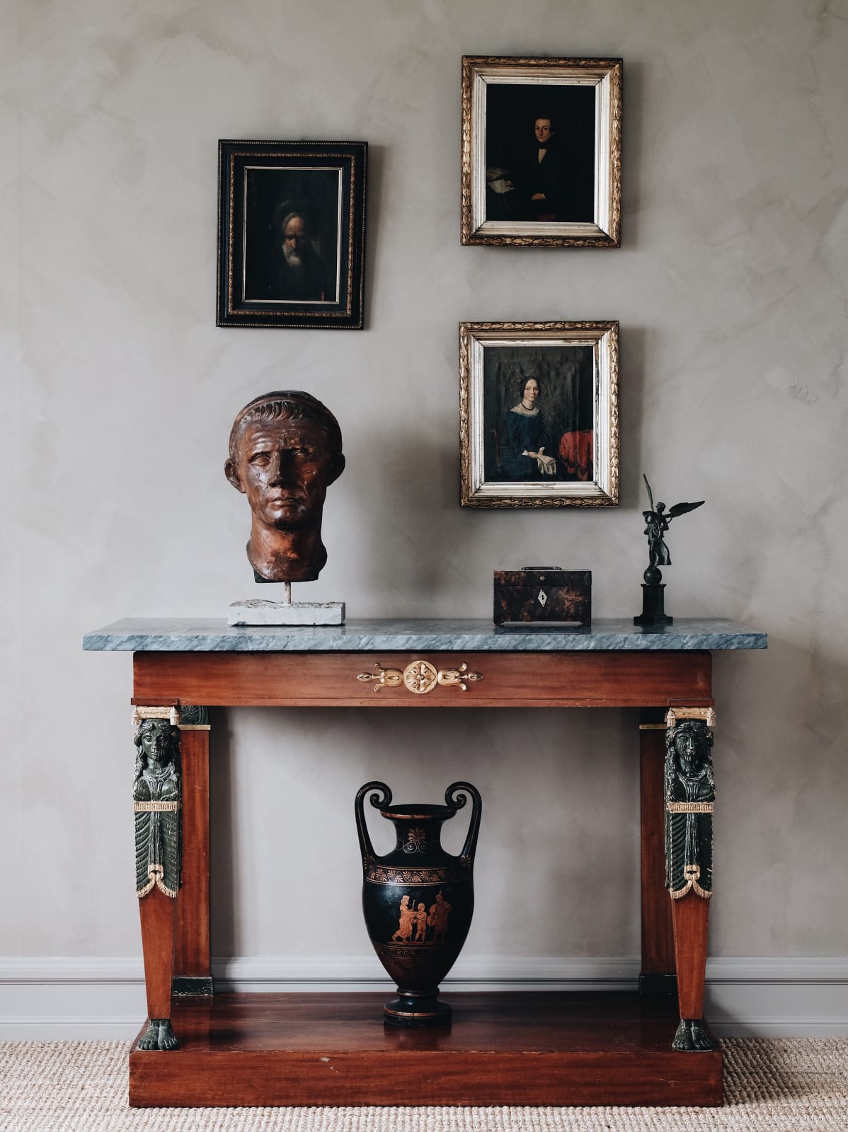 Gustavian Mahogany Console,