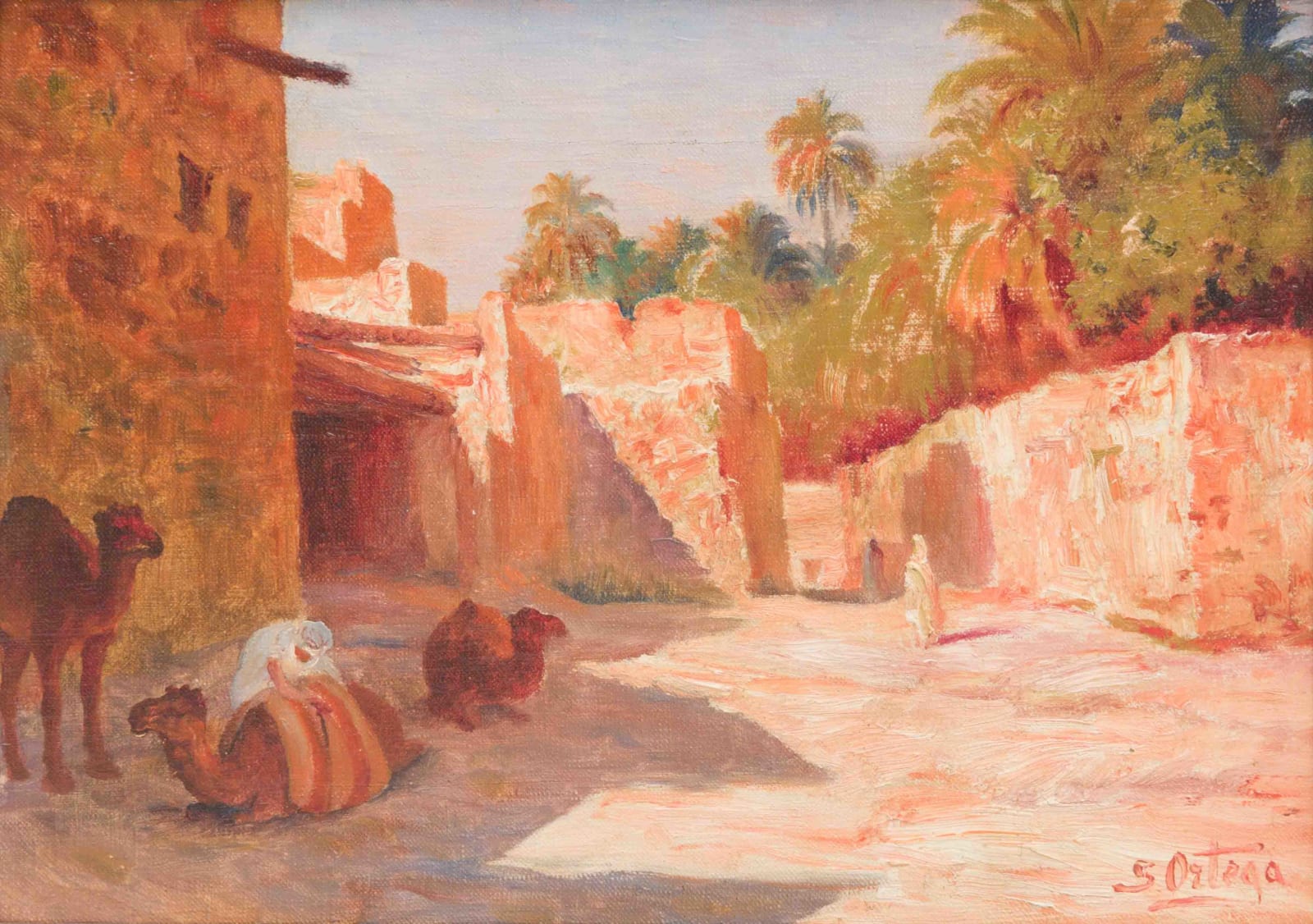 José Ortega, Vue dans un village oriental aux dromadaires
