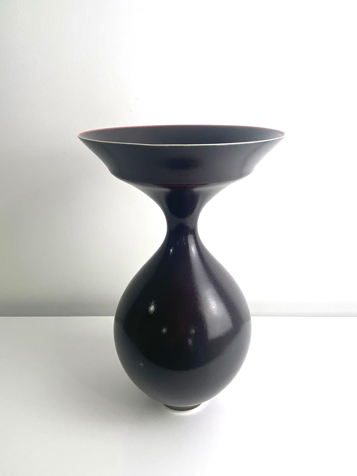 Anna Silverton, Vulcan Burgundy Porcelain Vase, Raspberry banding, 2025