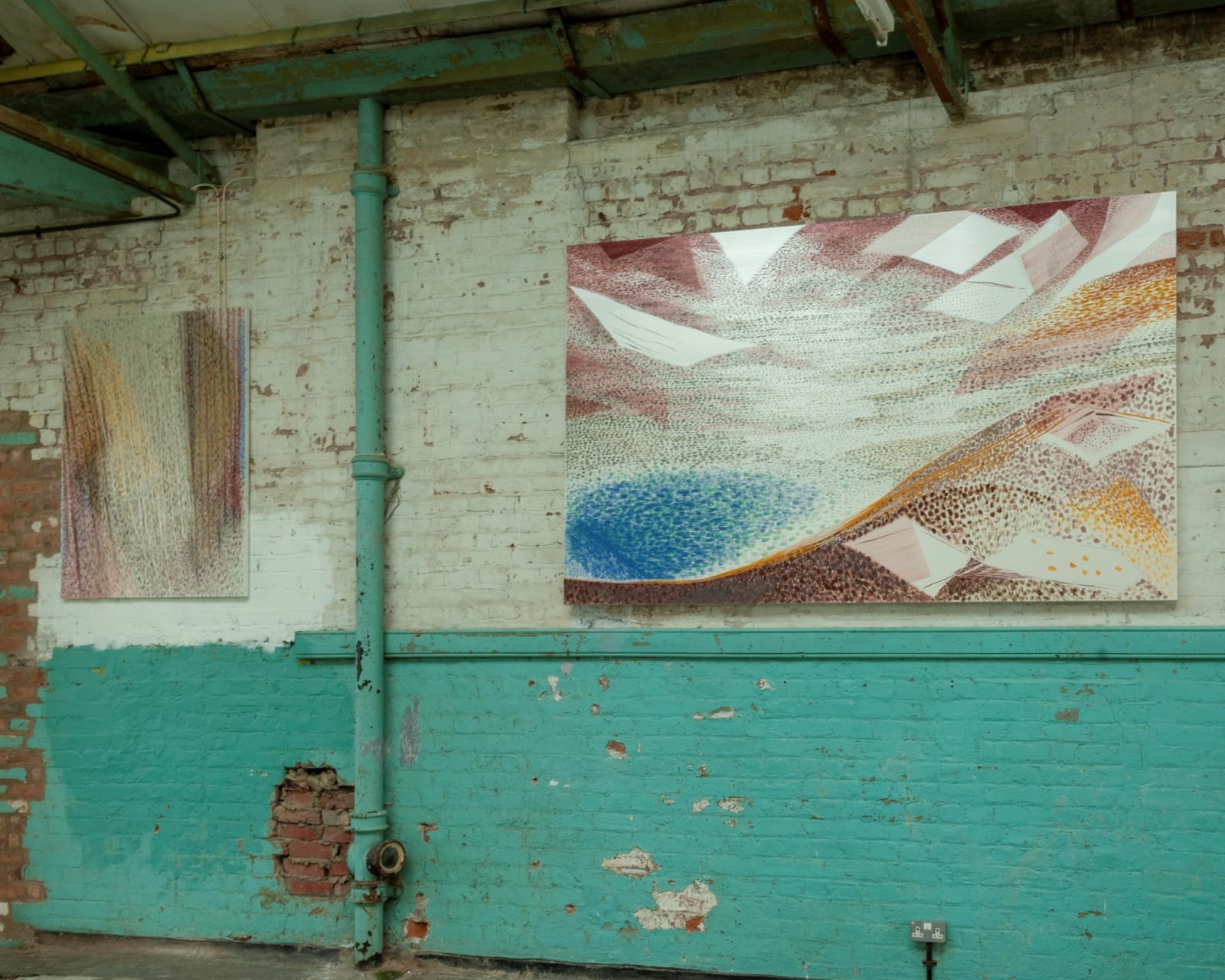 Painting by Antoni Malinowski, Almost Seen - Scattered, at the Ragged School Museum in 2018 in London, curated by Jenni Lomax