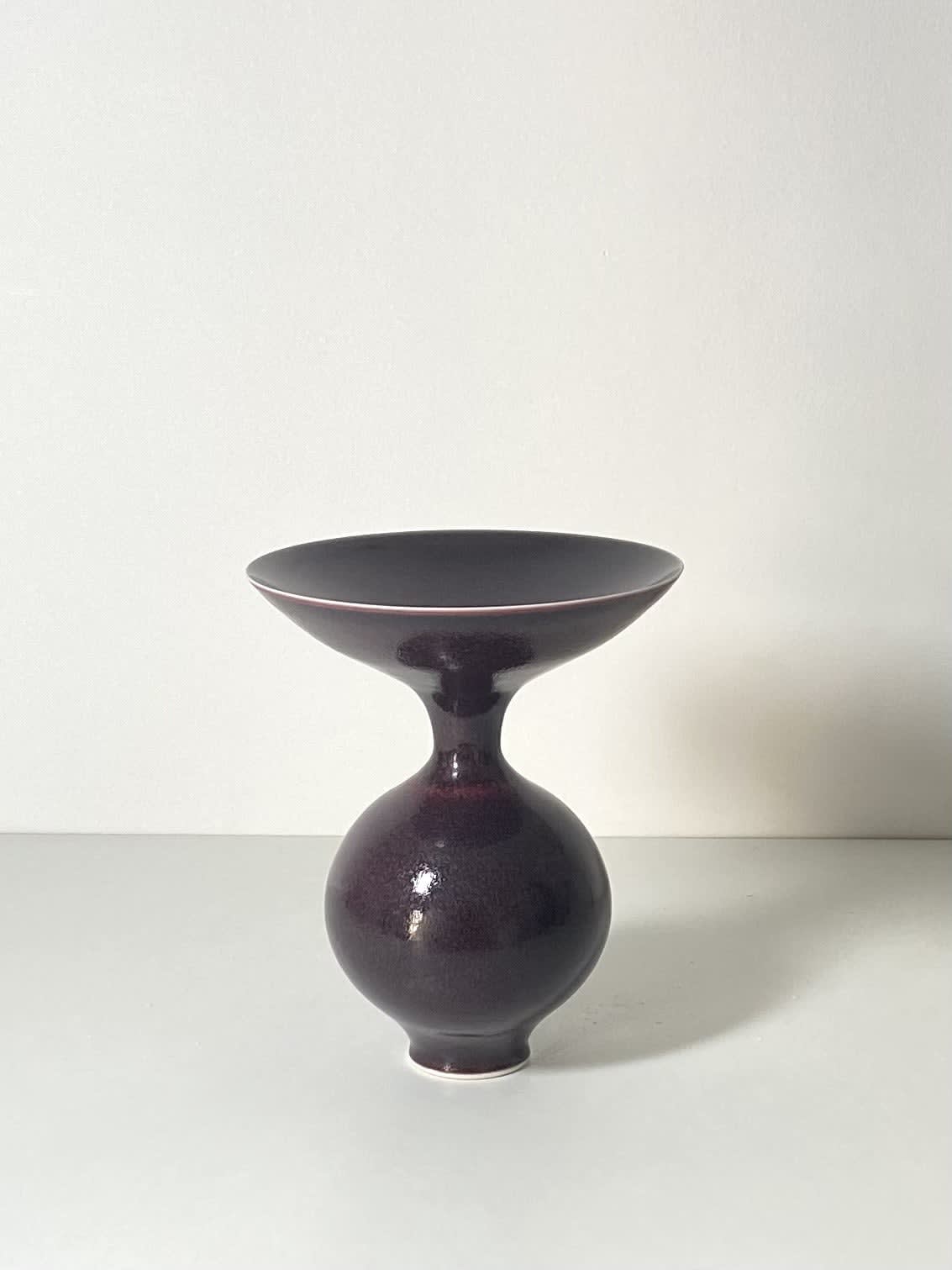 Anna Silverton, Porcelain Vase - Vulcan Burgundy with banded detail, 2024