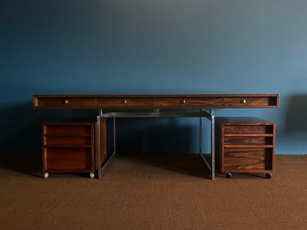 Bodil Kjaer, Executive desk suite, complete with cabinets and sideboard, 1960's