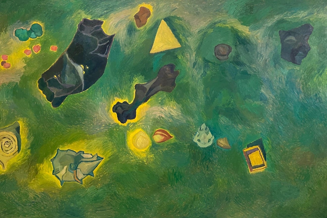 Bian Qing 卞青, Red Peaches and Yellow Seals 红桃与黄印 , 2023