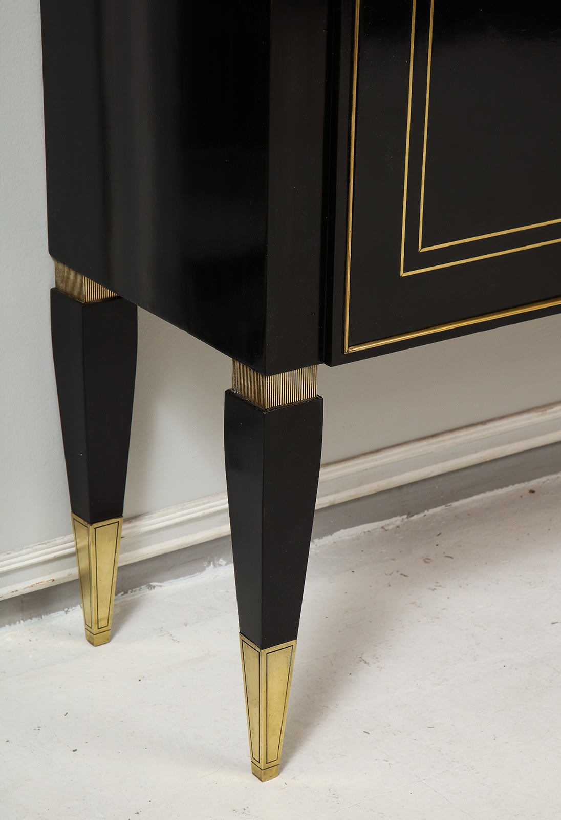 Bespoke Ebonized Brass-Inlaid Neoclassic Style Cabinet, 21st century