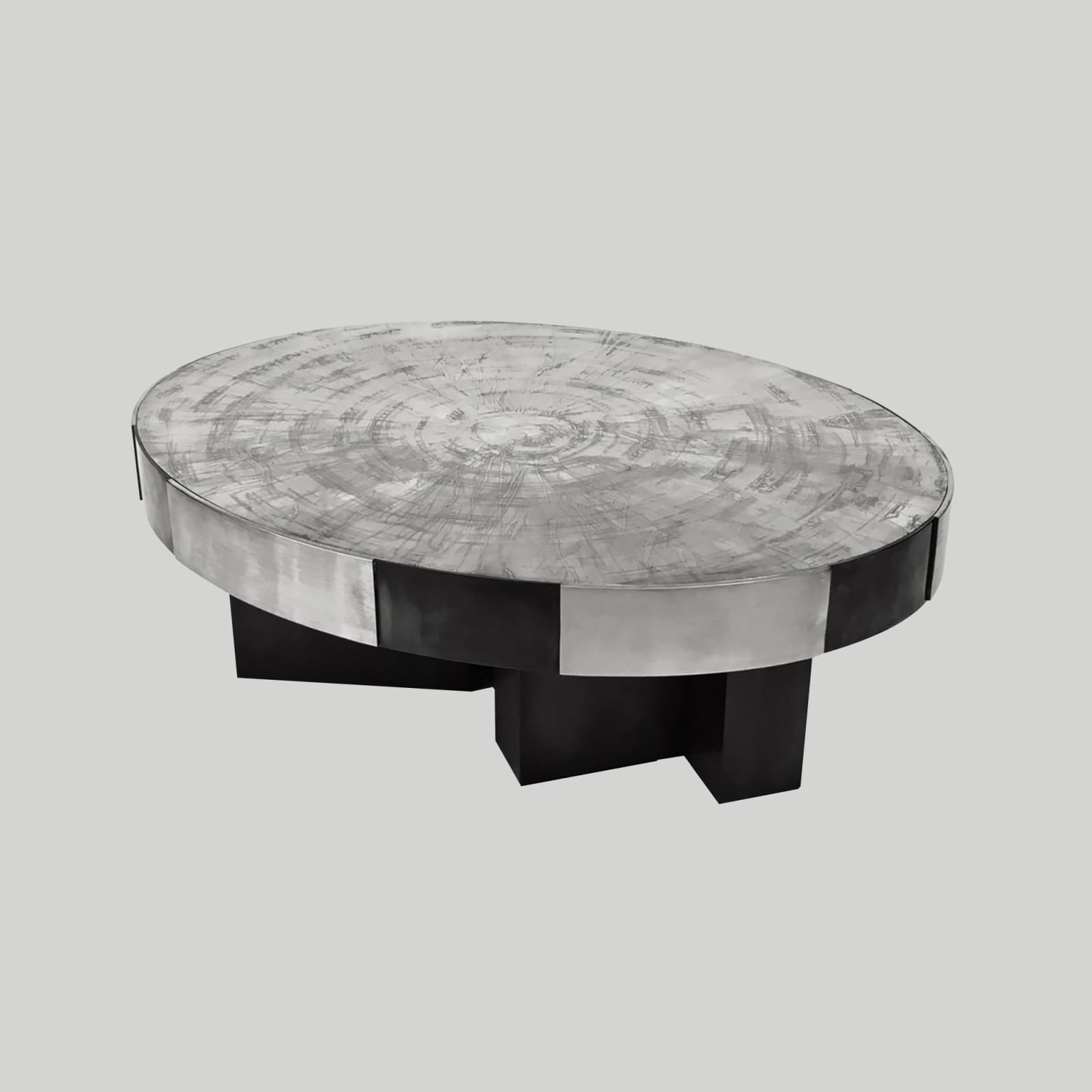 Atelier Stefan Leo, Phaux Brass Coffee Table with Patinated Etched Top, 21st century
