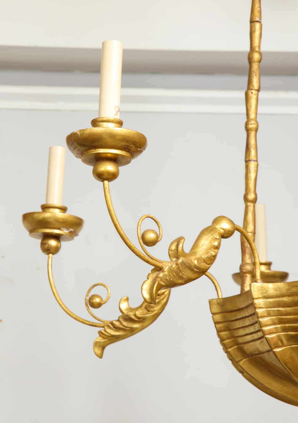 Custom Giltwood Hand-Carved Chandelier in the Neoclassic Manner