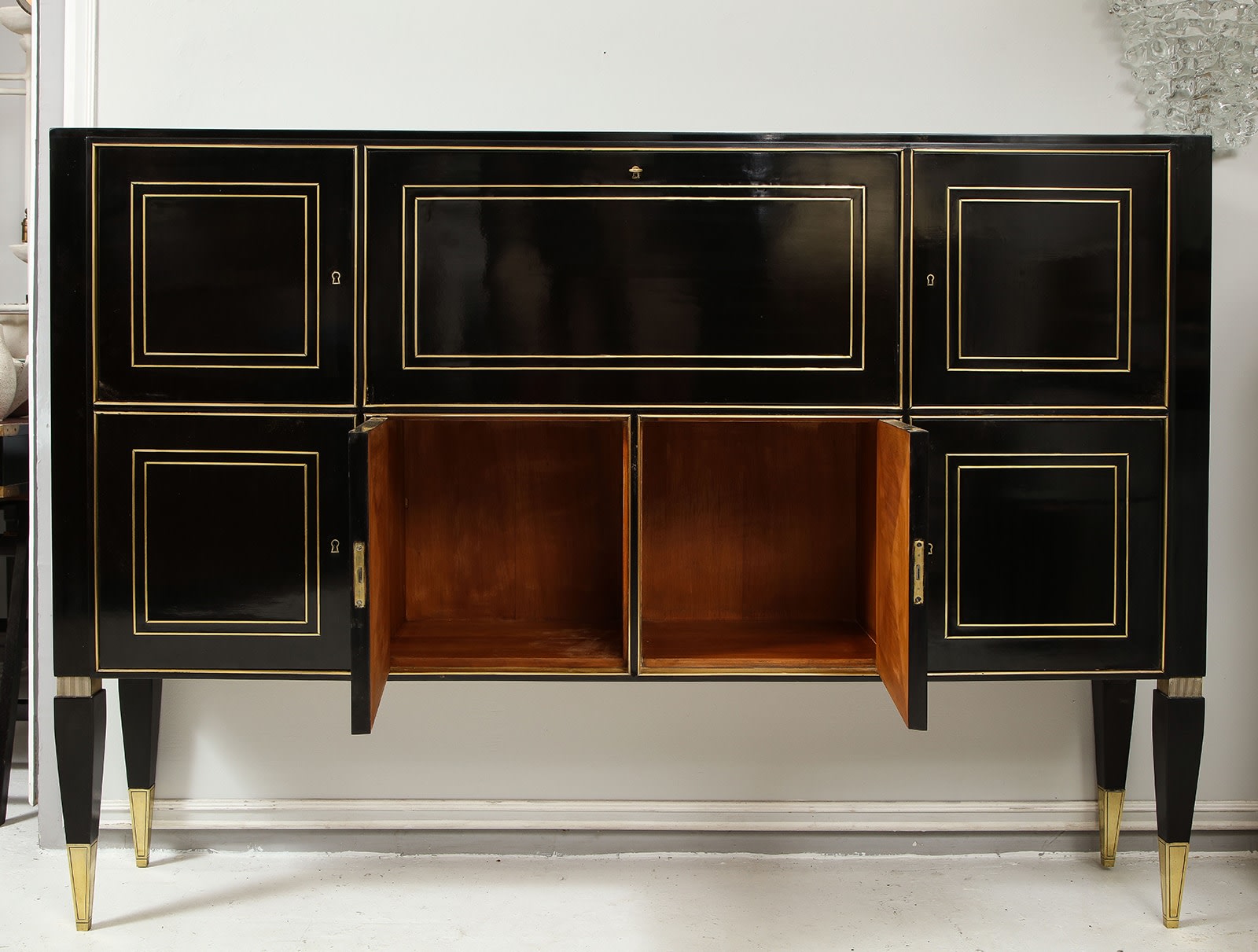 Bespoke Ebonized Brass-Inlaid Neoclassic Style Cabinet, 21st century