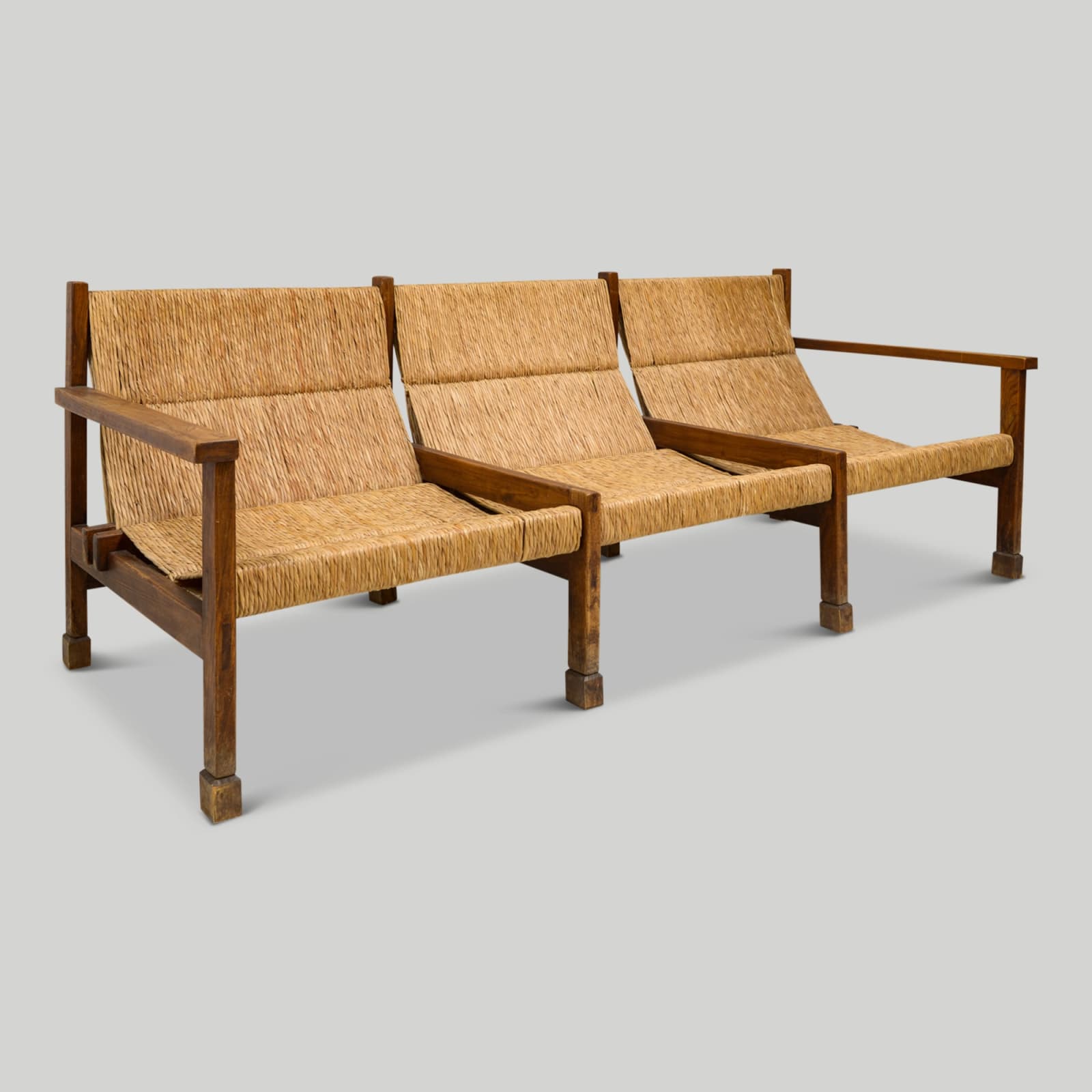 French Rattan Settee, 20th century