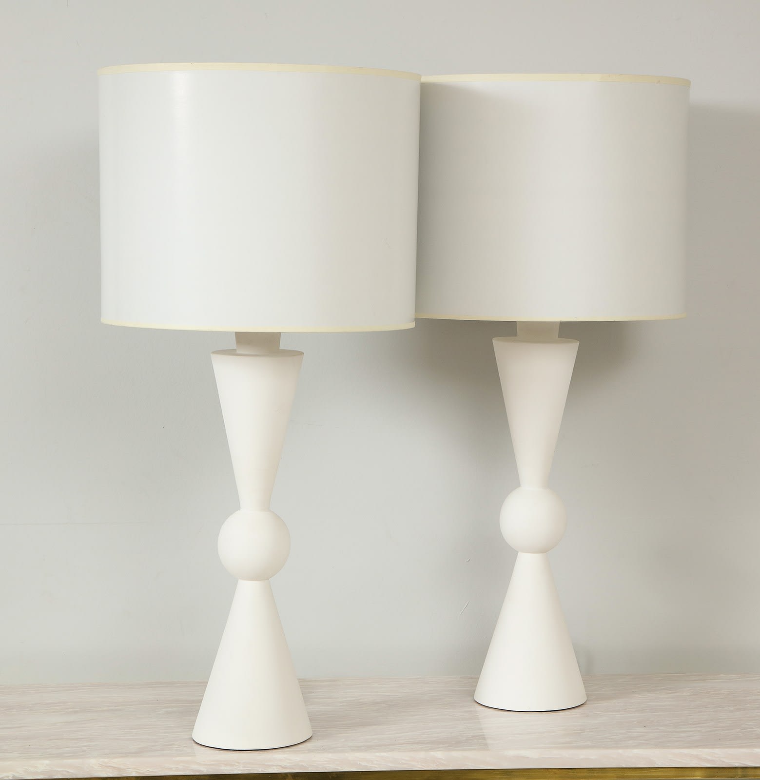 Pair of Hand Crafted Custom Plaster Arlo Table Lamps