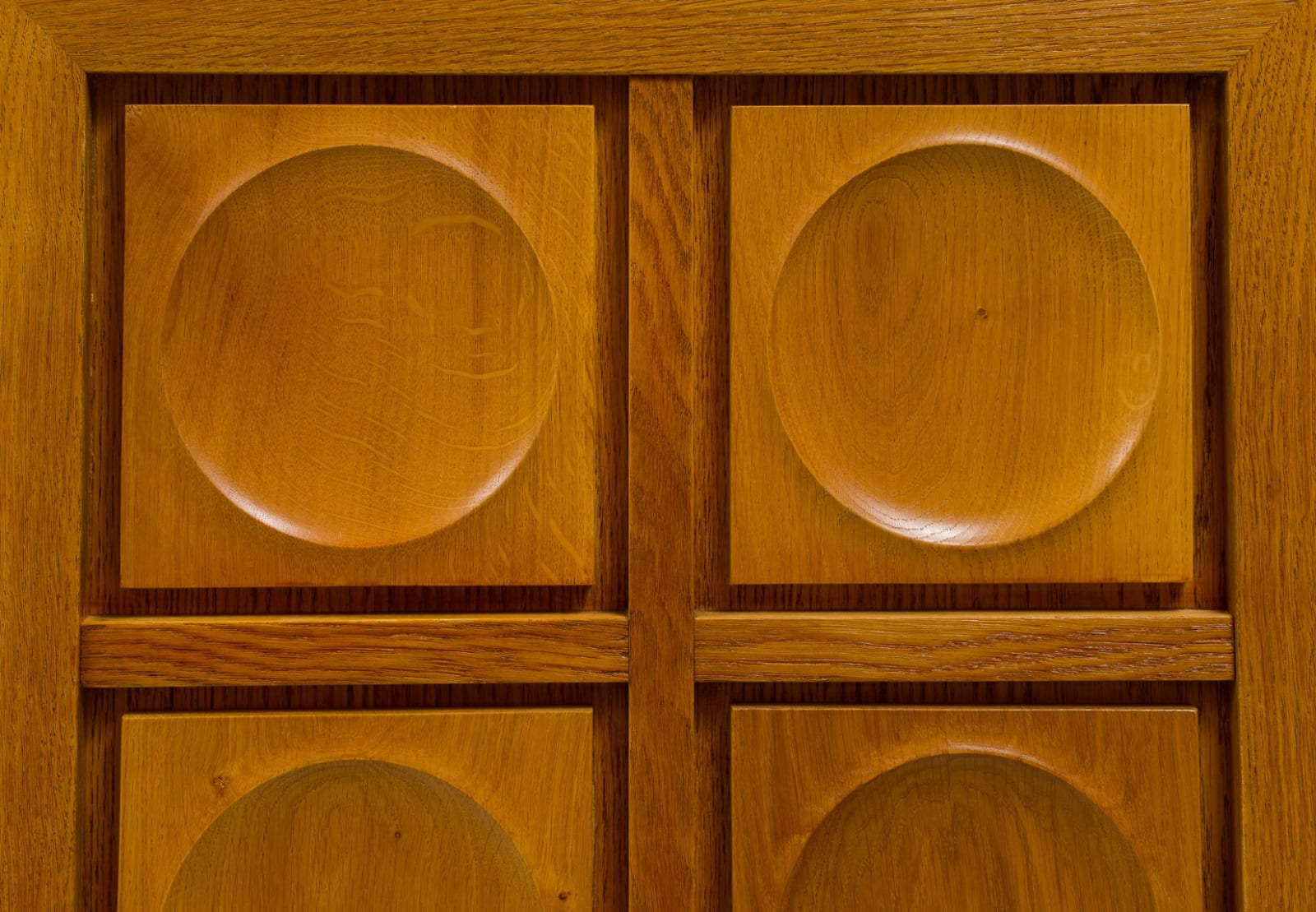 Vintage French Graphic Oak Cabinet with Geometric Pattern, mid-20th century