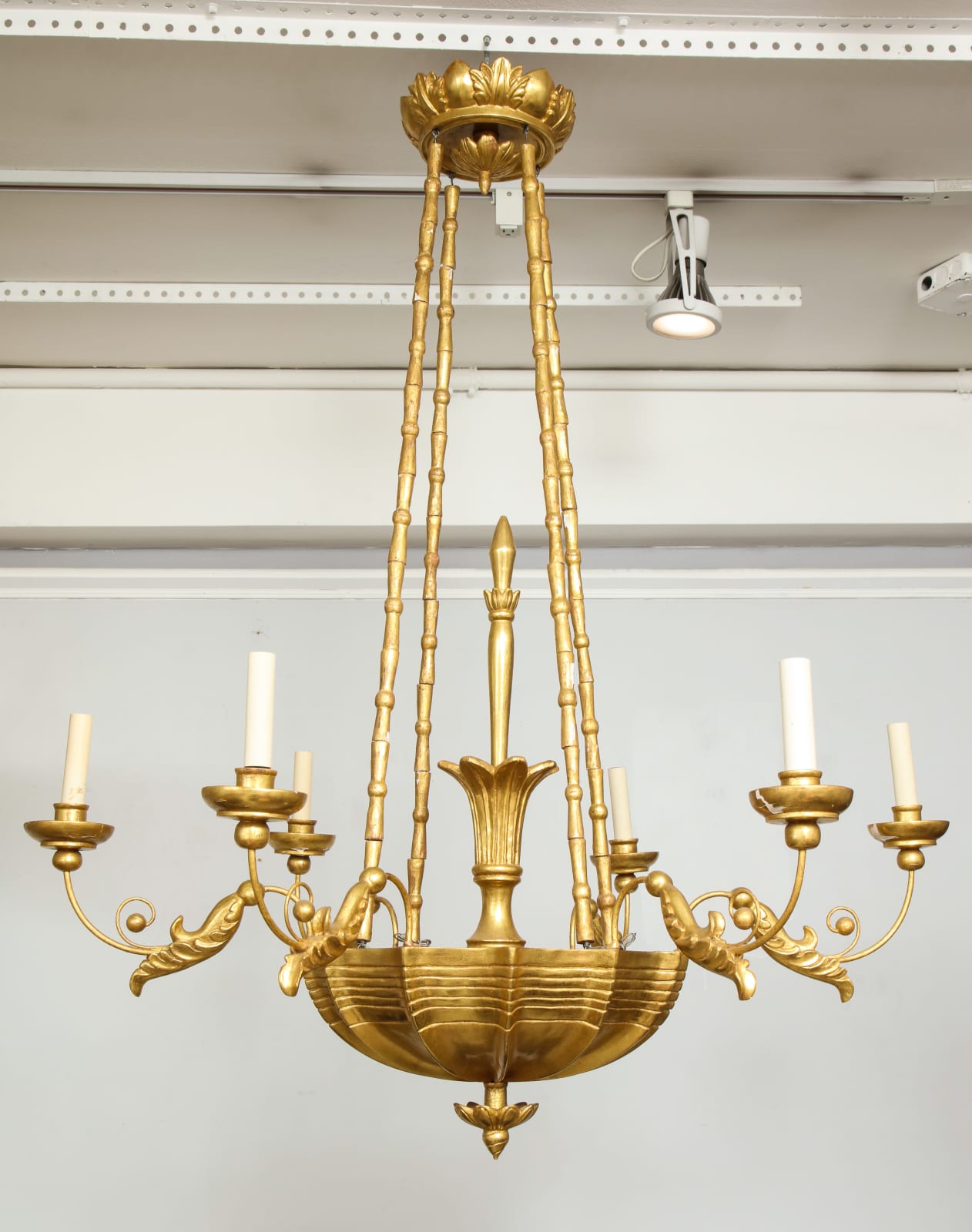 Custom Giltwood Hand-Carved Chandelier in the Neoclassic Manner