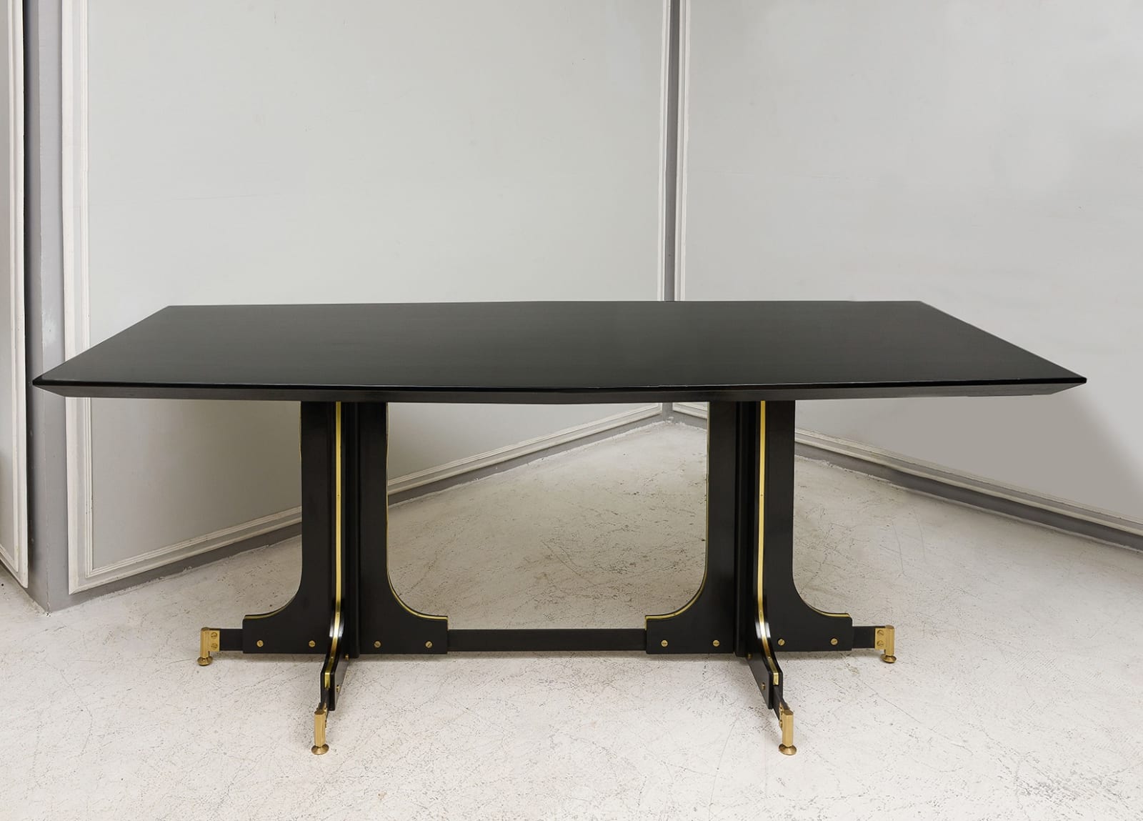 Custom Ebonized Table with Bronze Details, 21st century