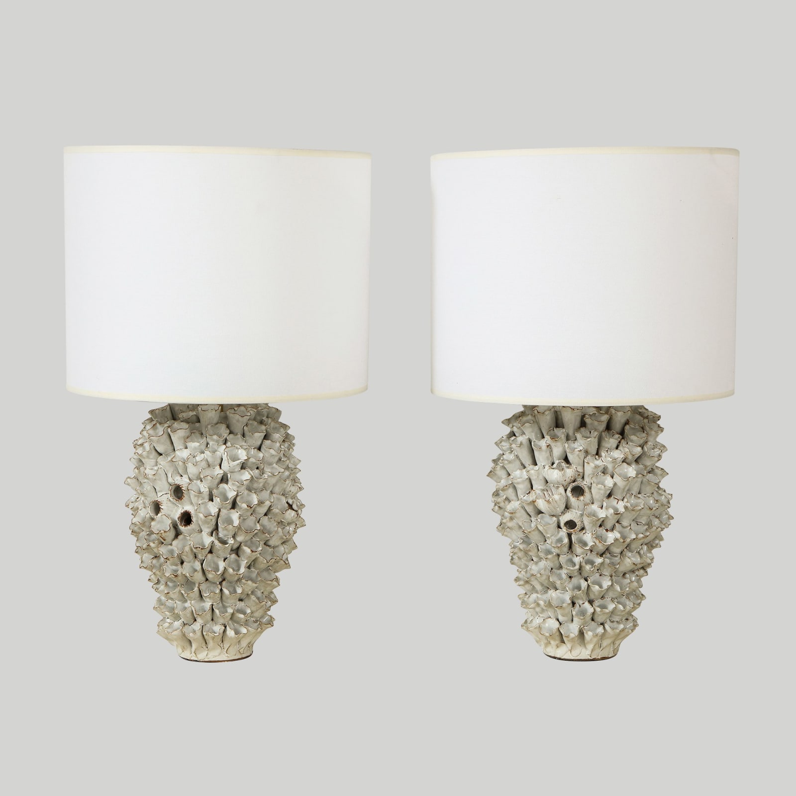 Custom Pair of Barnacle Ceramic Lamps