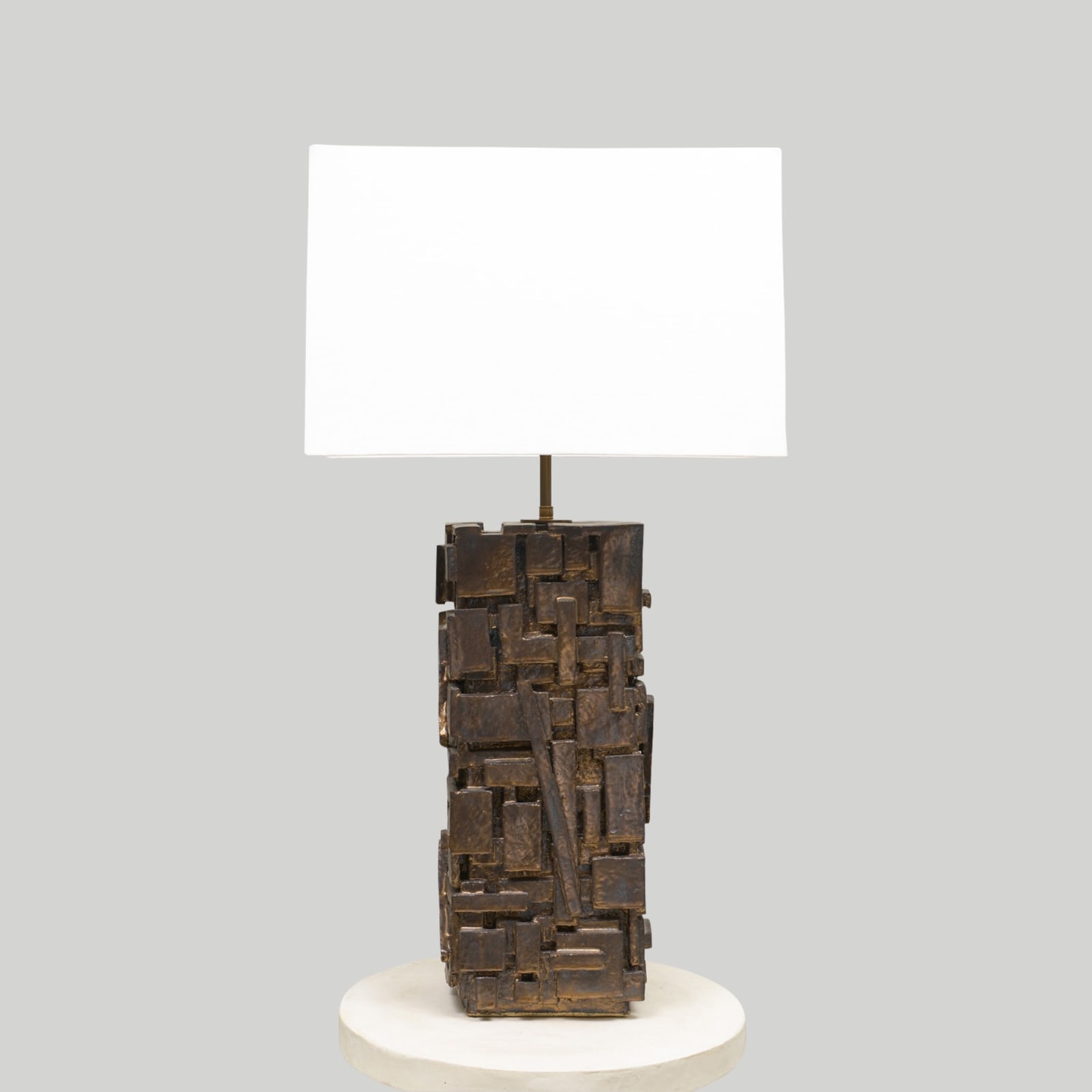 Shizue Imai, Bespoke Rectangular Sculptural Ceramic Dark Glazed Table Lamp , 21st century