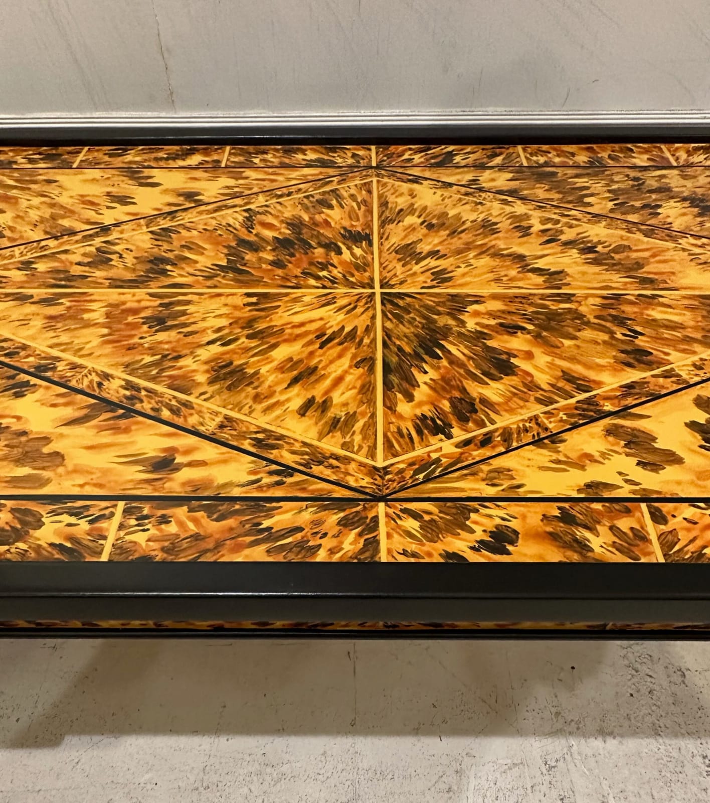 Custom Lacquered Faux-Tortoise Coffee Table