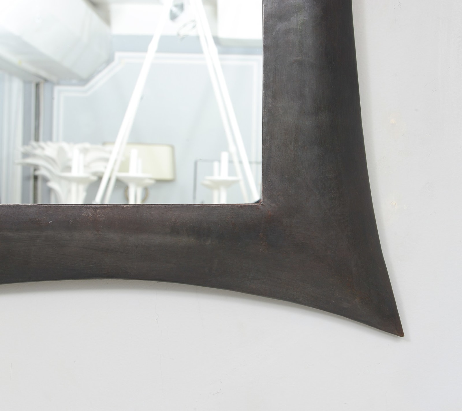 Contemporary Sculptural French Bronze Mirror, c 1950’s-1970’s