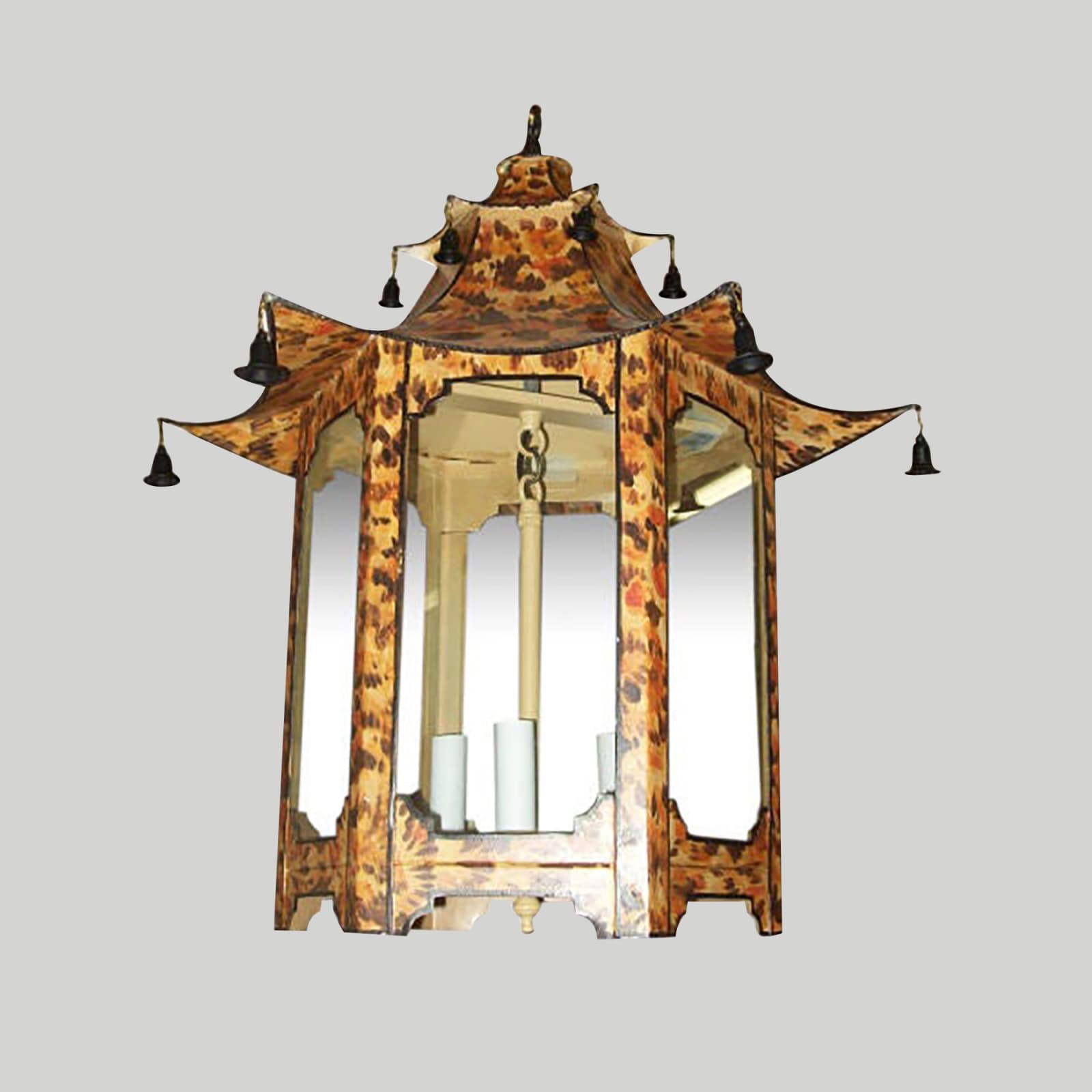 Custom Pagoda-Shaped Faux-Tortoise Fixture