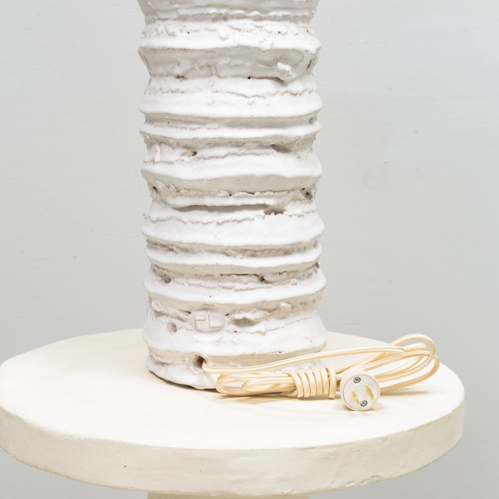 Peter Lane, Pair of Bespoke Sculptural Ceramic Accordion Lamps, 21st century