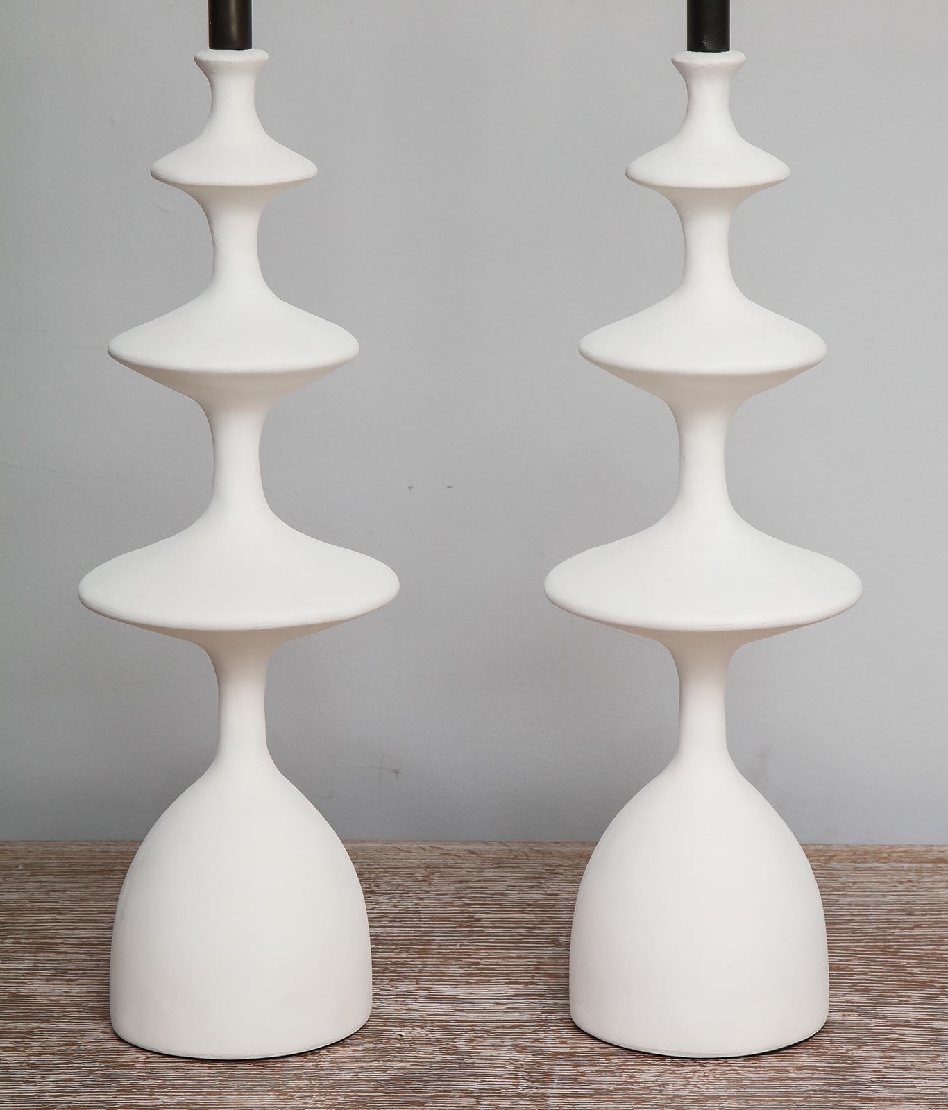 Pair of Custom Sculptural Plaster Table Lamps, 21st century