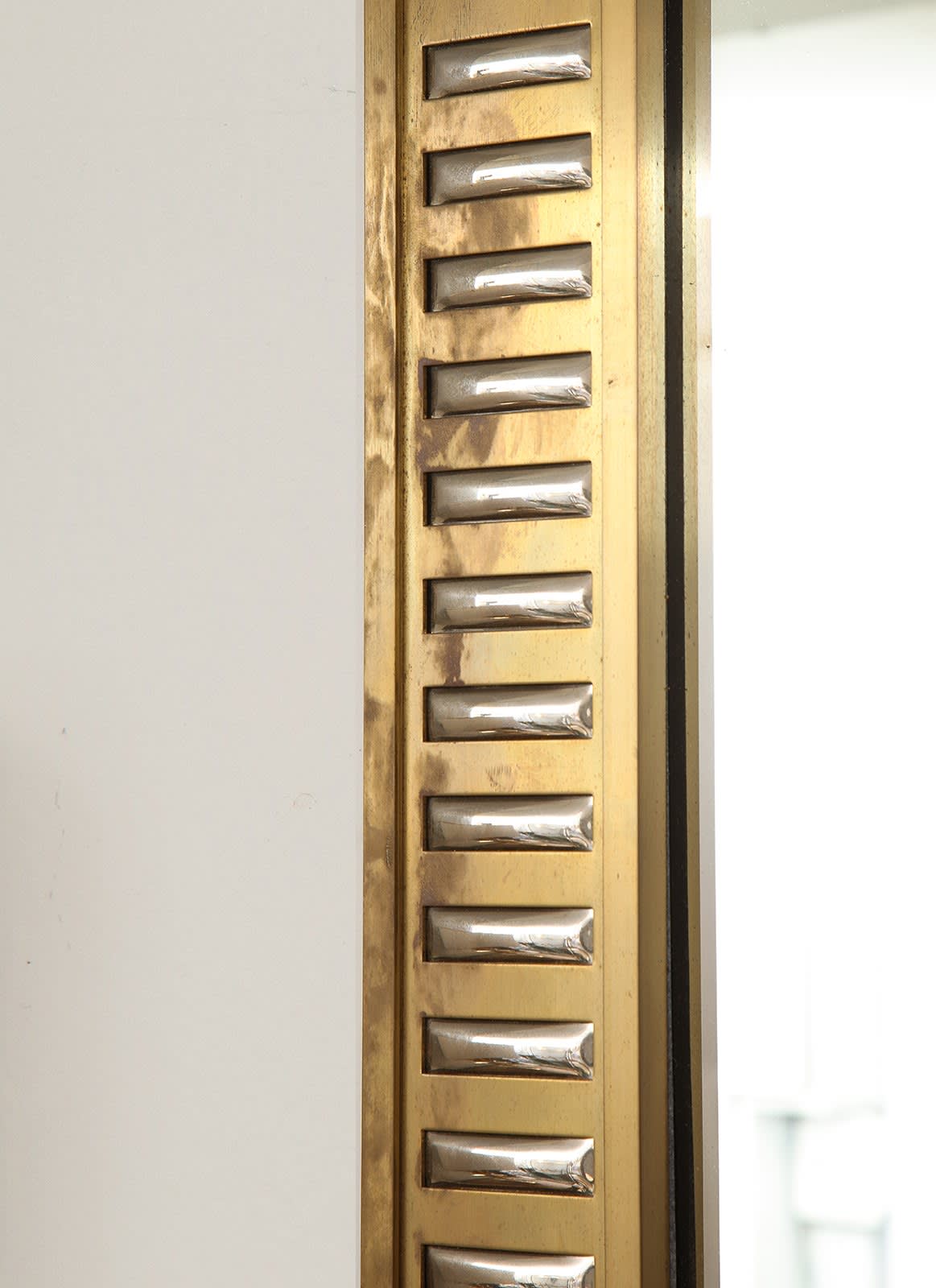 Custom Rectangular Bronze Mirror with Mirrored Inserts in the Neoclassic Manner