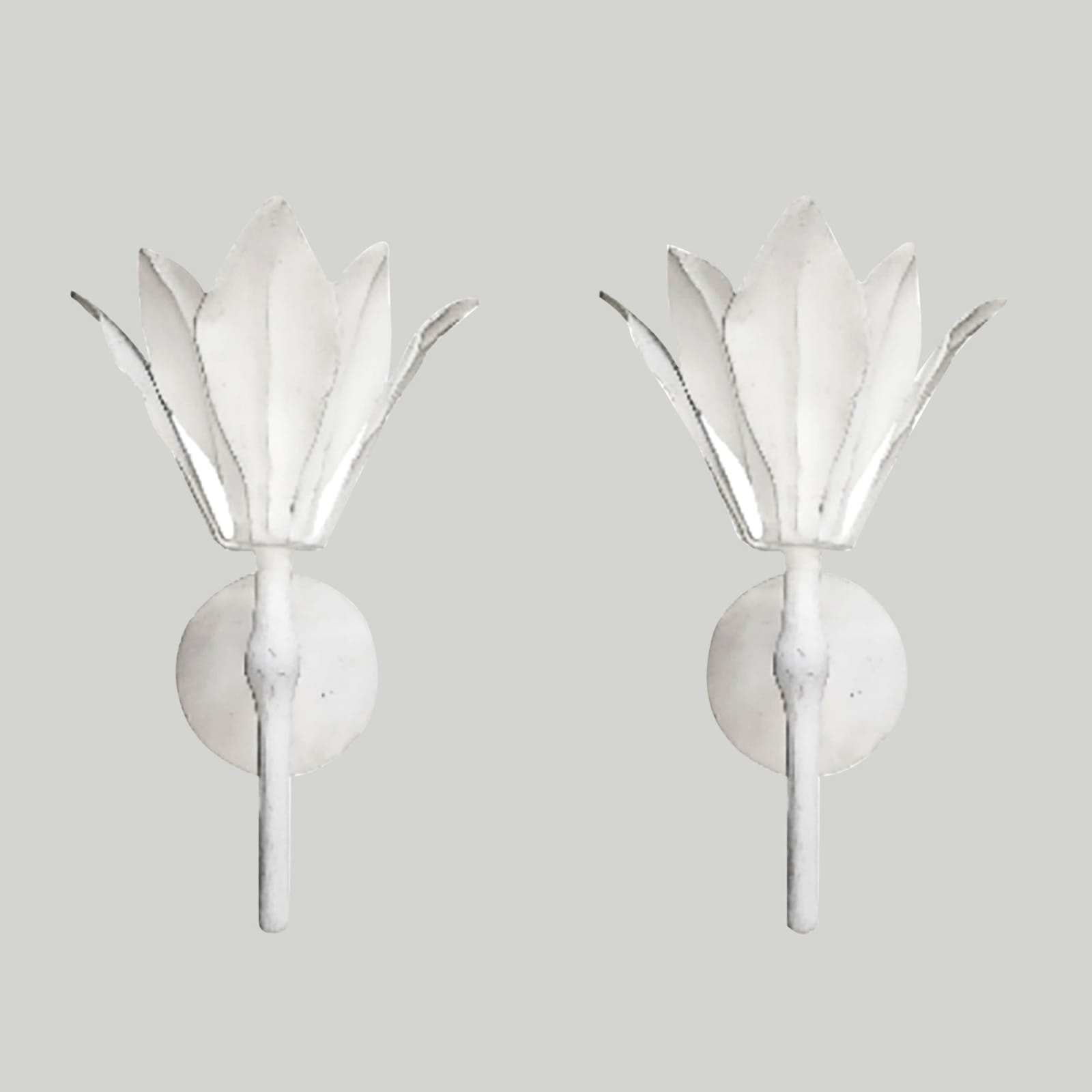 Custom Pair of Single Fleur Plaster Sconces