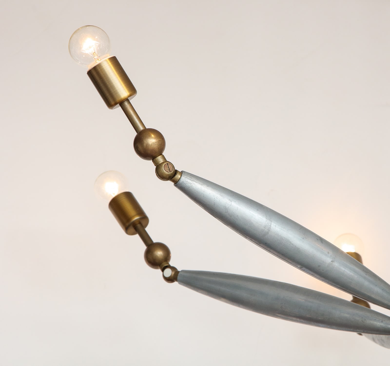 Italian Mid-Century Articulated Chrome and Brass Chandelier