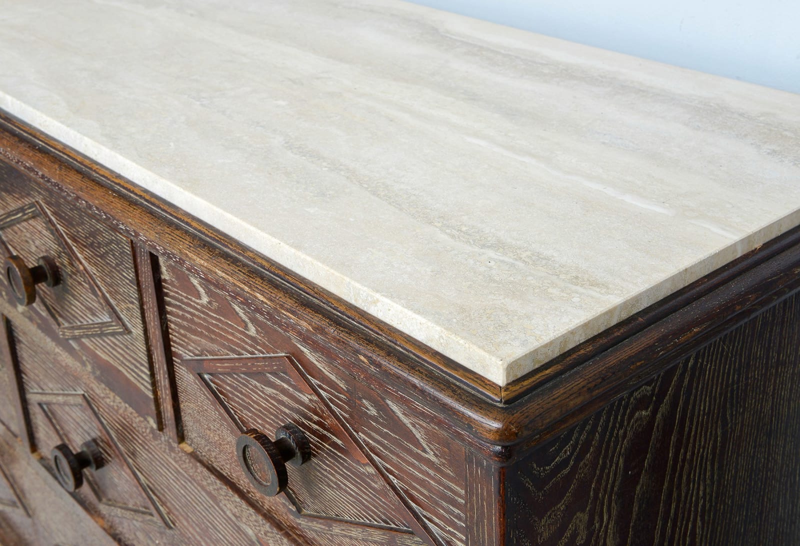 French-inspired Cerused Oak Chest in the Mid-Century style, 21st century