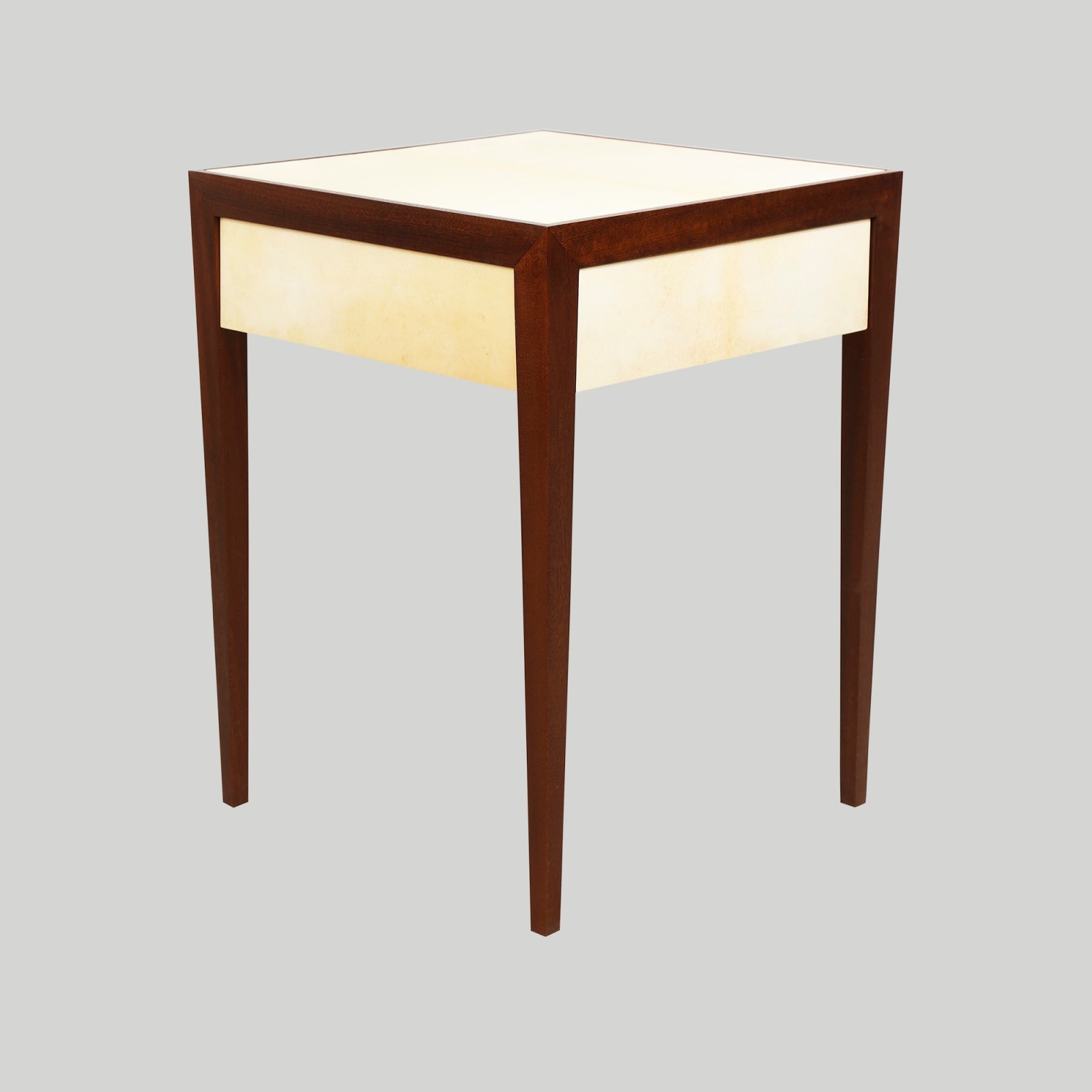 Custom Parchment Side Table with a Central Drawer, 21st century