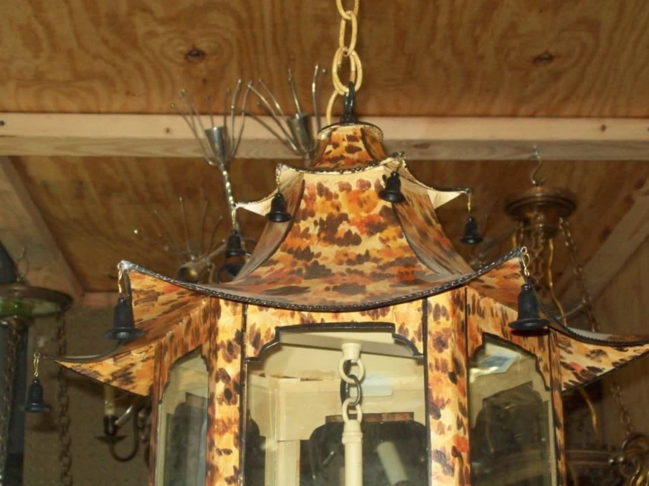 Custom Pagoda-Shaped Faux-Tortoise Fixture