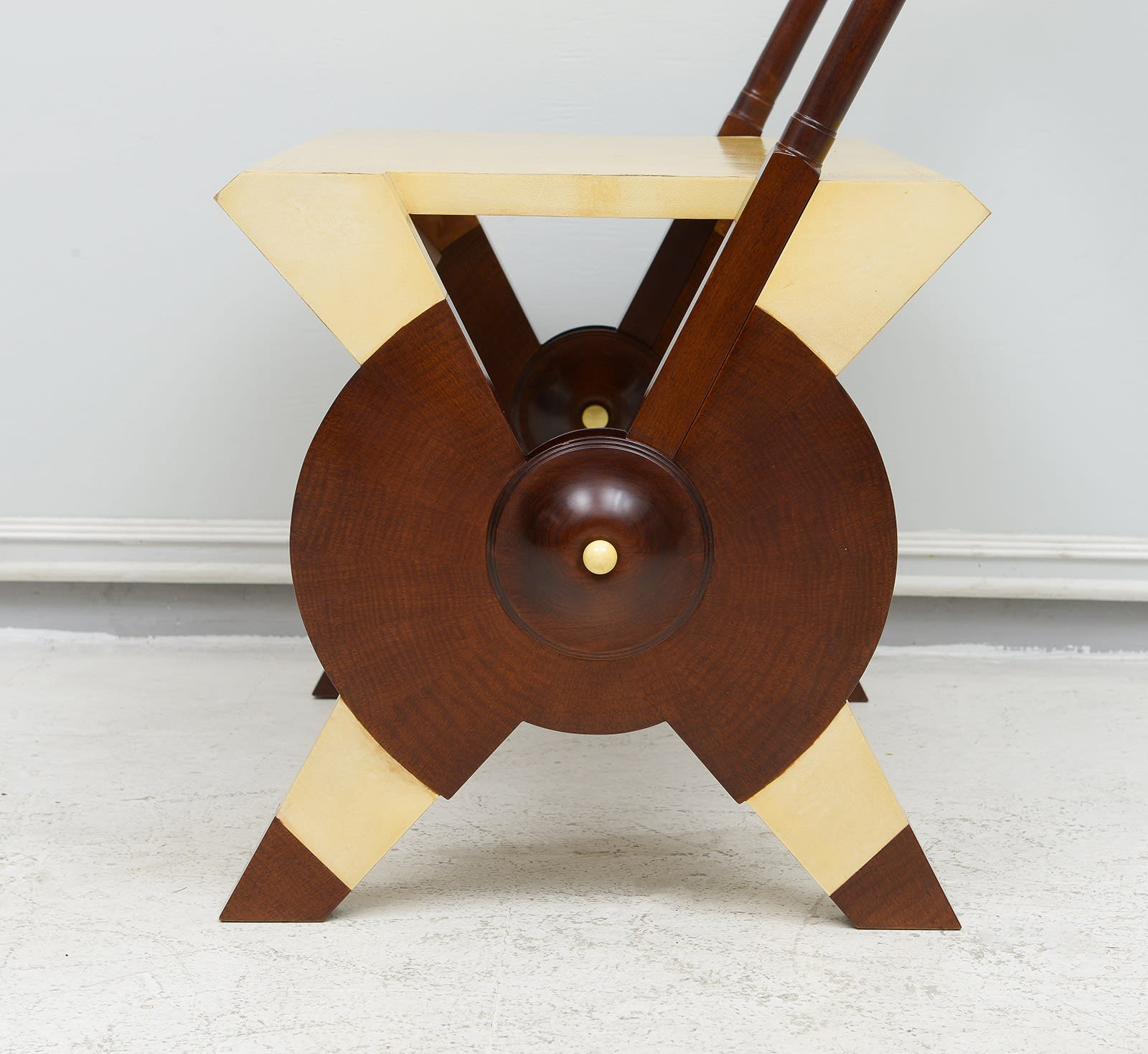 Pair of Carlo Bugatti Inspired Handcrafted Parchment and Mahogany Chairs, c 1950’s – 1970’s