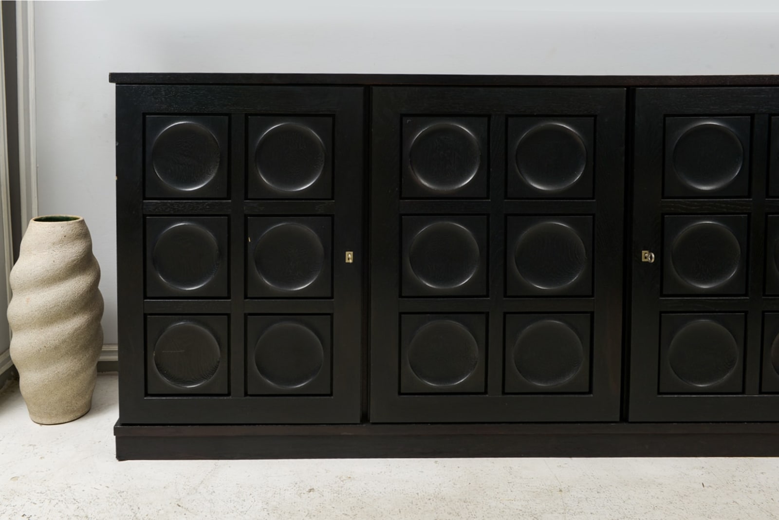 Vintage French Graphic Ebonized Oak Sideboard / Enfilade , mid-20th century